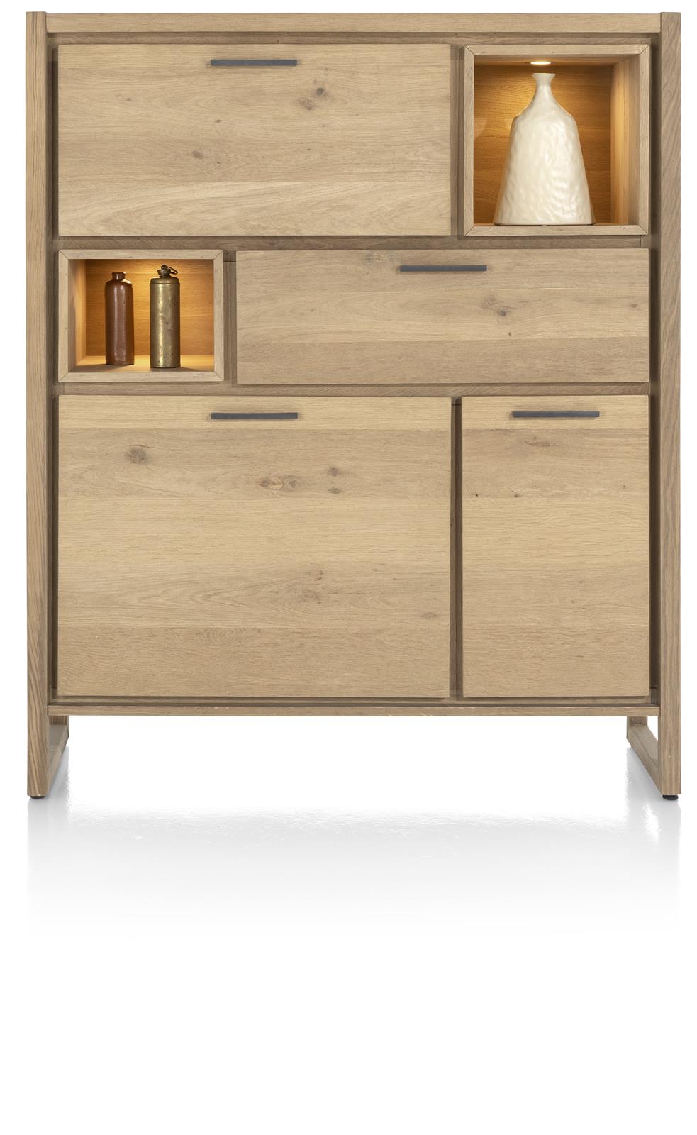 Henders & Hazel Highboard NYSTEAD ca. B125 H150 T42 cm in Eiche furniert mit Platinlack