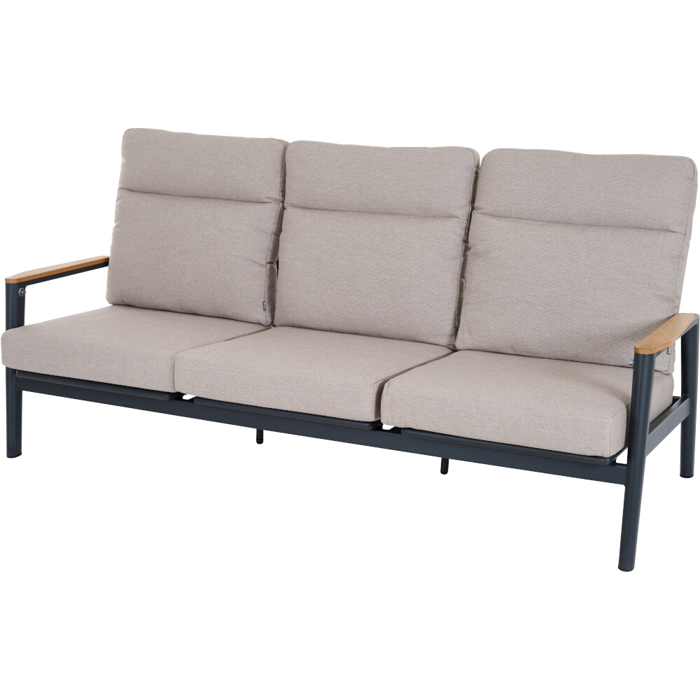Lounge-Bank 3-sitzig CORTINA ca.B214 H97 T81 cm in Aluminium matt anthrazit, Couch, Mobiliar, Kissen, Dekoration für Zuhause, Bank