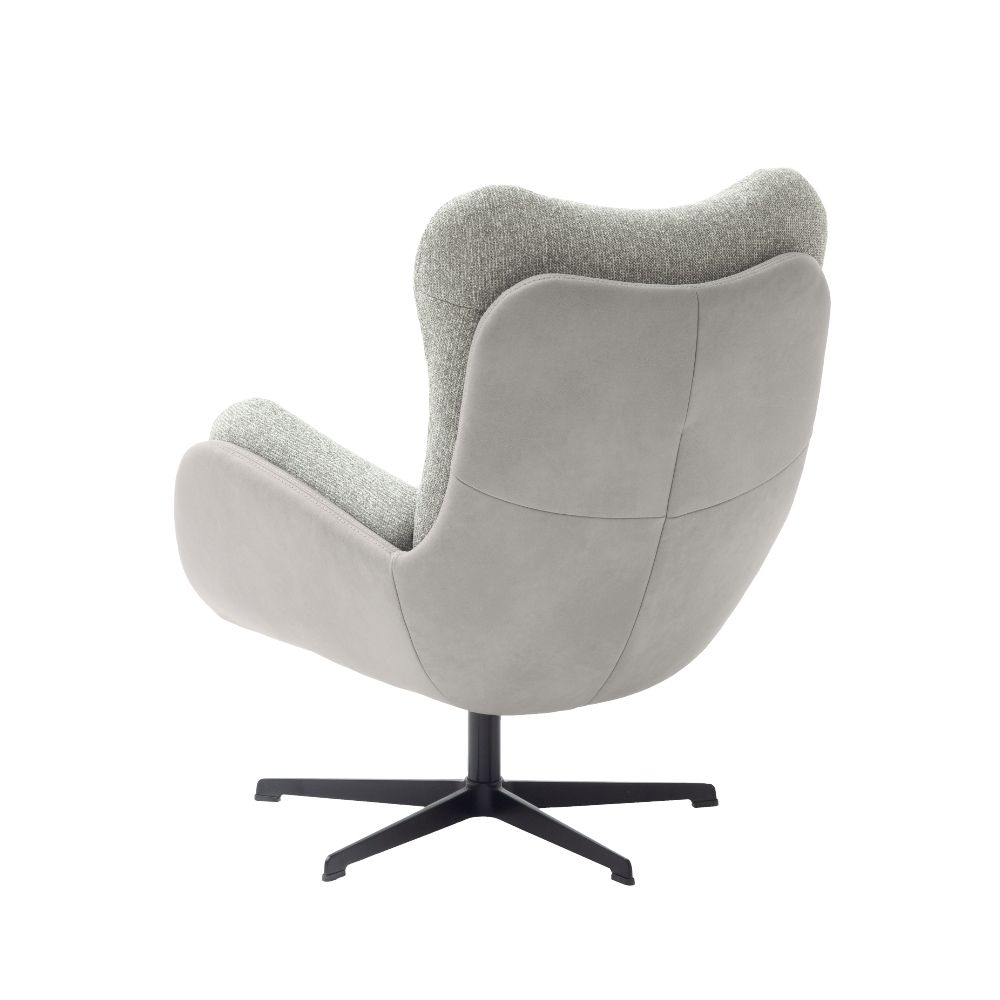 SCHÖNER WOHNEN-Kollektion Drehsessel KIKO in Stoff Sneak steel/Leder Evita light grey