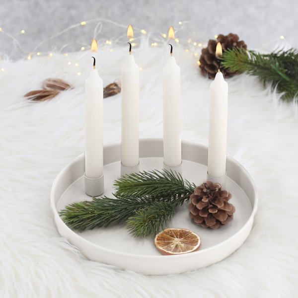 Tablett WEIHNACHTEN ca. B25 H25 T3 cm in weiß Tablett WEIHNACHTEN ca. B25 H25 T3 cm in weiß, Kerze, Kerzenständer