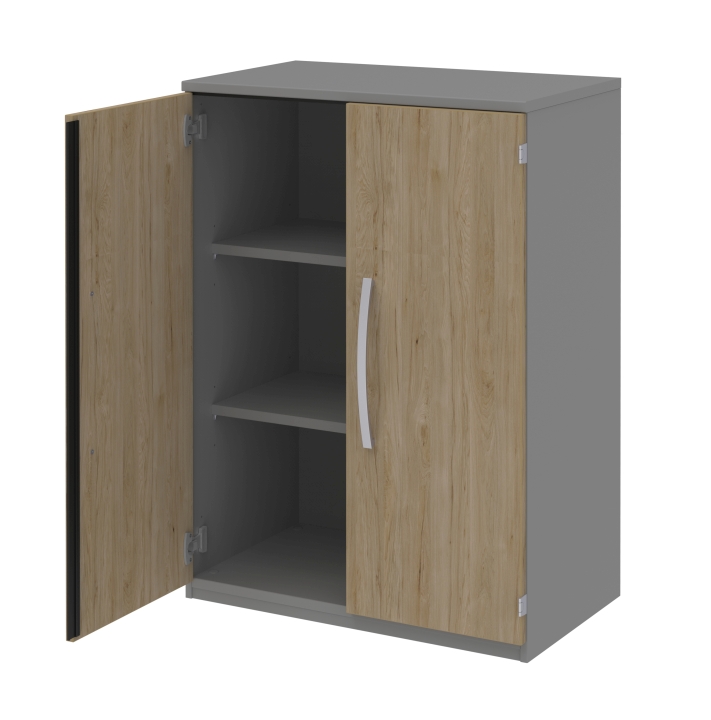 Aktenelement 2-trg. 019 TECHNO BY RB in Mehrfarbig Röhr-Bush Aktenelement TECHNO 019 in mittelgrau / Front Hickory Eiche Nachbildung