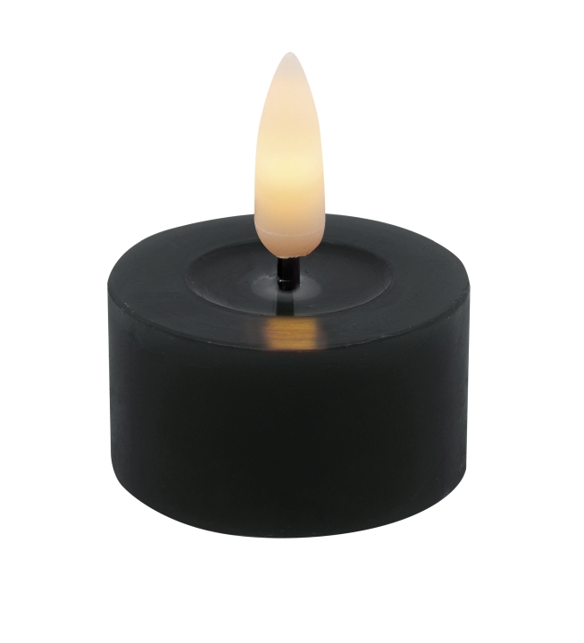 L.C. Wholesaler LED-Teelicht 2er-Set WINTER ca. Ø 4,5, H 2,5cm in black smooth, 4.2x2.5cm