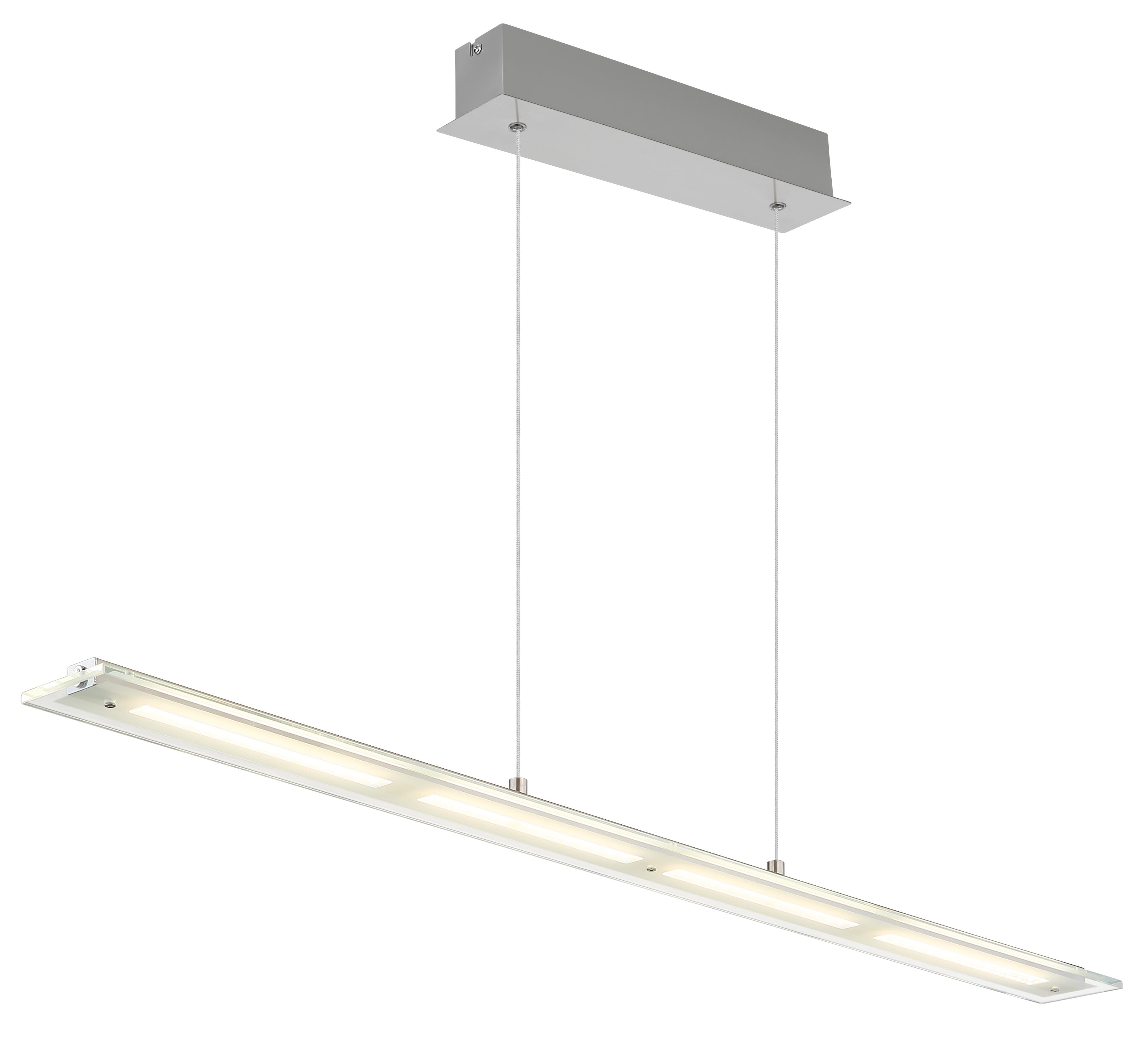 Globo LED-Pendelleuchte NOVAK 1-flammig in Farbe Nickel matt, klar, satiniert, pendant light, linear fixture, LED, Metallfinish, hängelampe