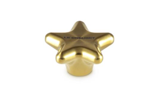 Le Creuset Deckelknopf Edelstahl GOLD STERN ca. 6x6 cm in Gold Stern Sig 6cm
