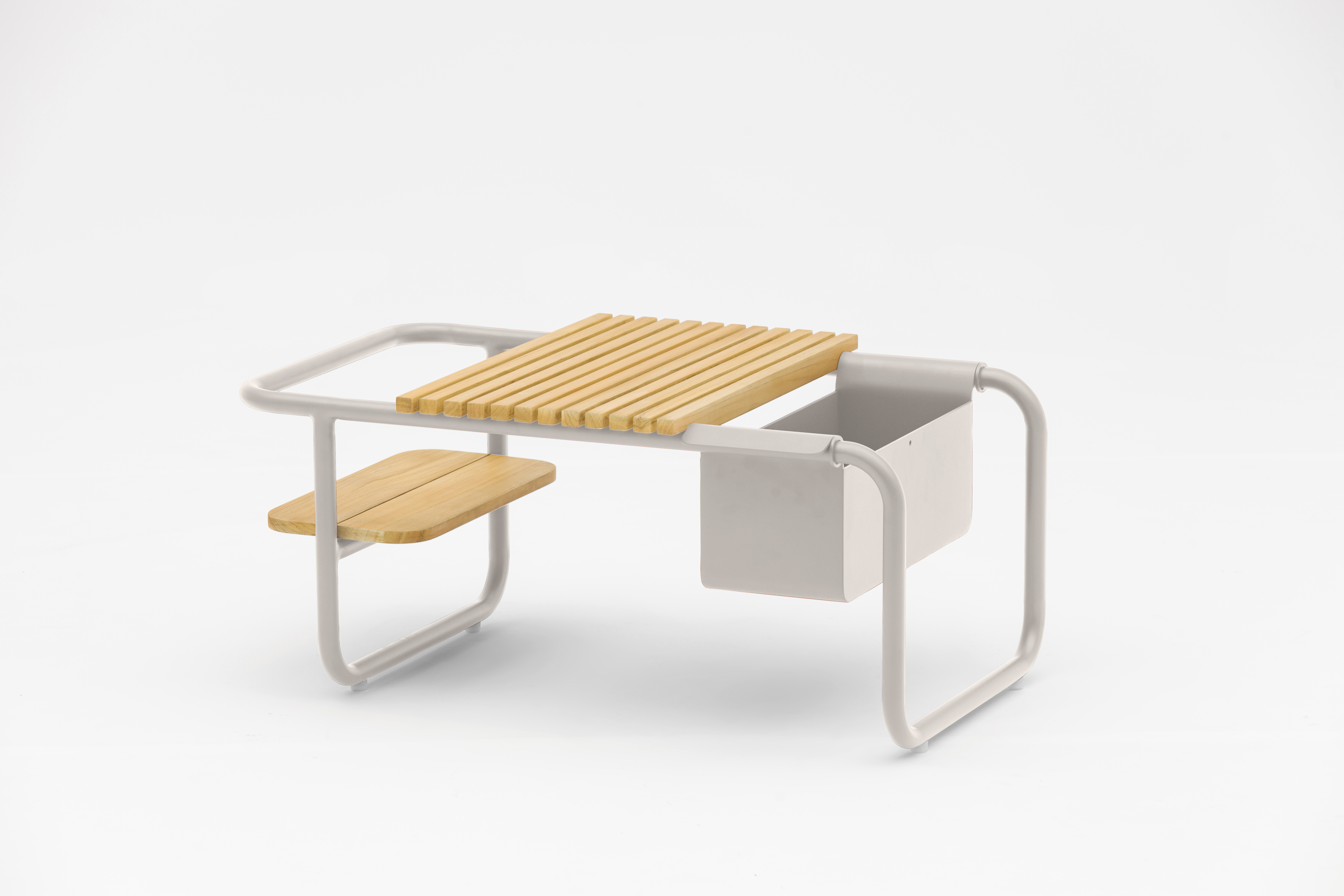 Zebra Beistelltisch SOMERSET in Farbe Alu light taupe / Teak Zebra Beistelltisch SOMERSET ca. 84x46x36 cm in Alu light taupe, Moebel, Tabelle, Esstisch, Sperrholz, Schreibtisch