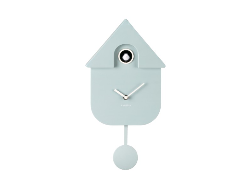 Wanduhr MODERN CUCKOO in 41x8,5x21,5 cm, Fb. soft blue, Uhr, Wanduhr, Kuckucksuhr, Pendeluhr, Hausform