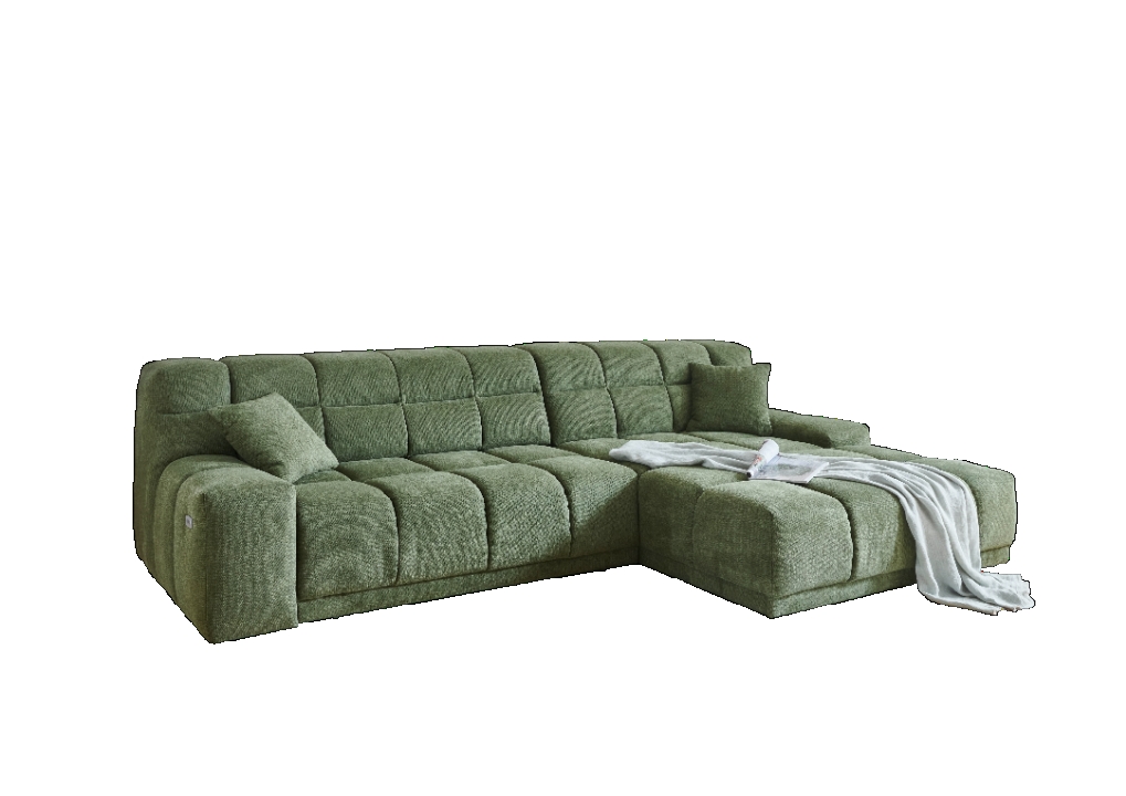 Iwaniccy Rundecke LONDON ca. 309x196cm in Stoff Aragon grün, Couch, Mobiliar, Kissen, Dekoration für Zuhause