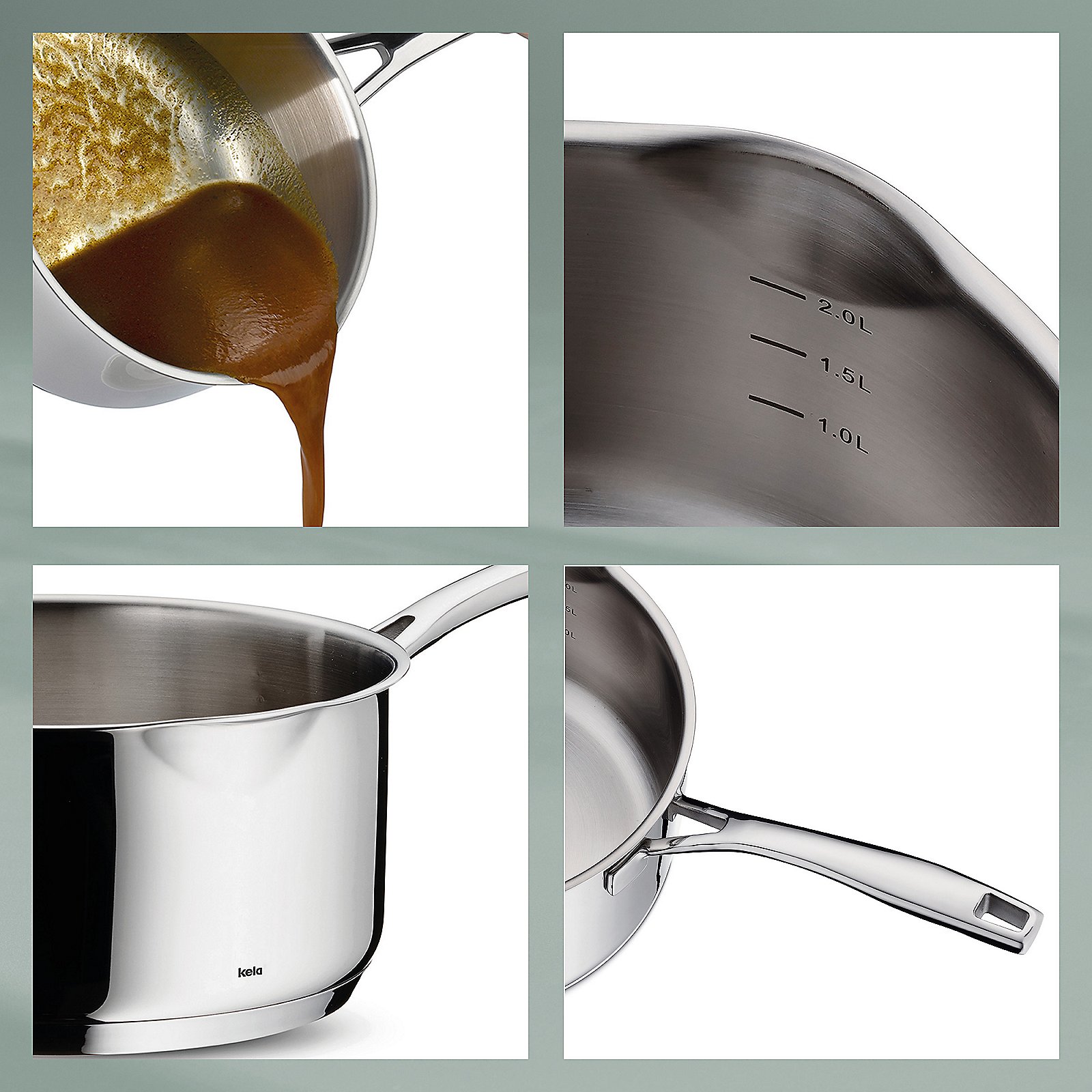 Kela Stielkasserolle Flavoria FLAVORIA in Silber Glänzend, Pokal, Kochpfanne, Kochgeschirr