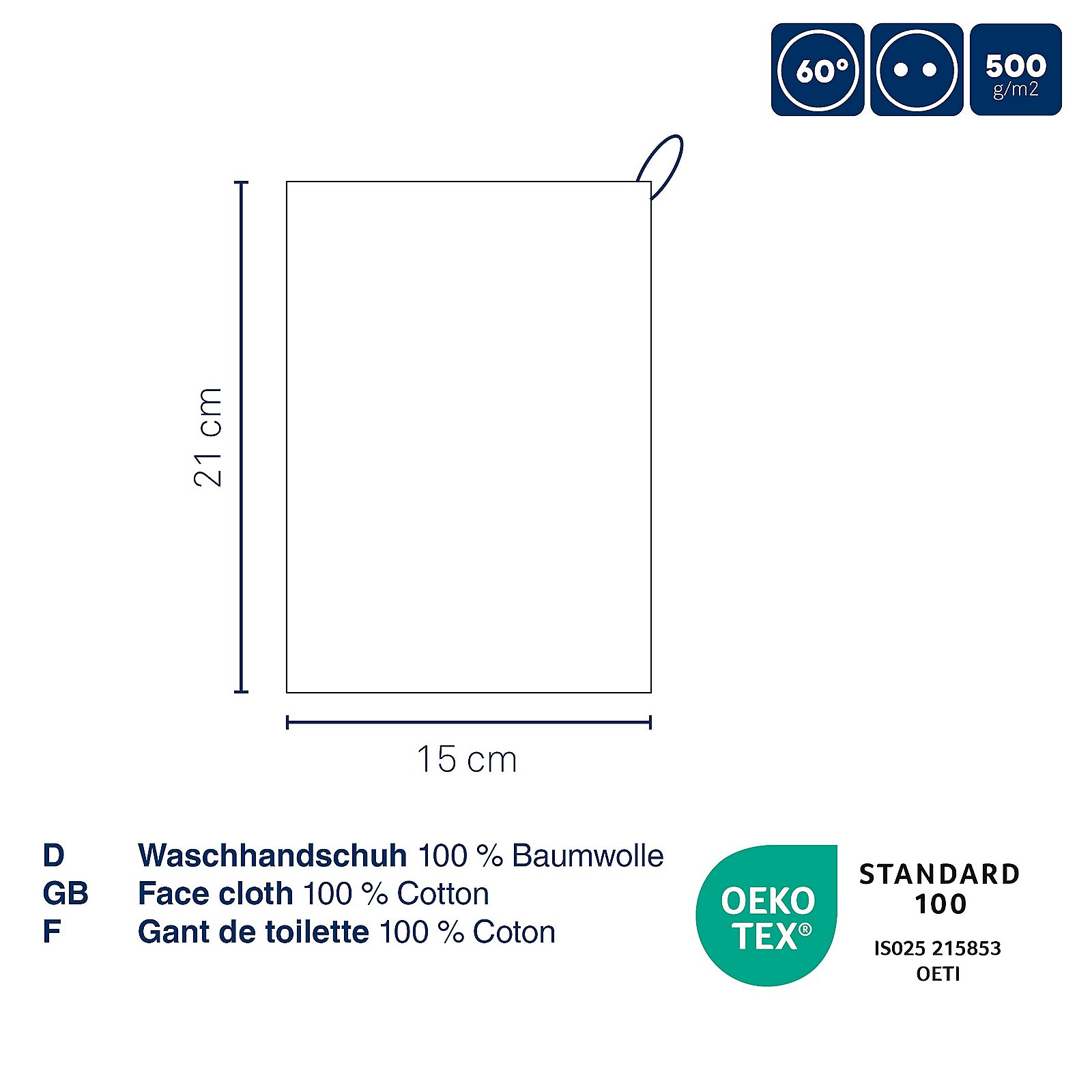 Kela Waschhandschuh LADESSA in Farbe Felsgrau, Gesichtstuch, Baumwolle, 100 Prozent, Waschlappen, Tuchset