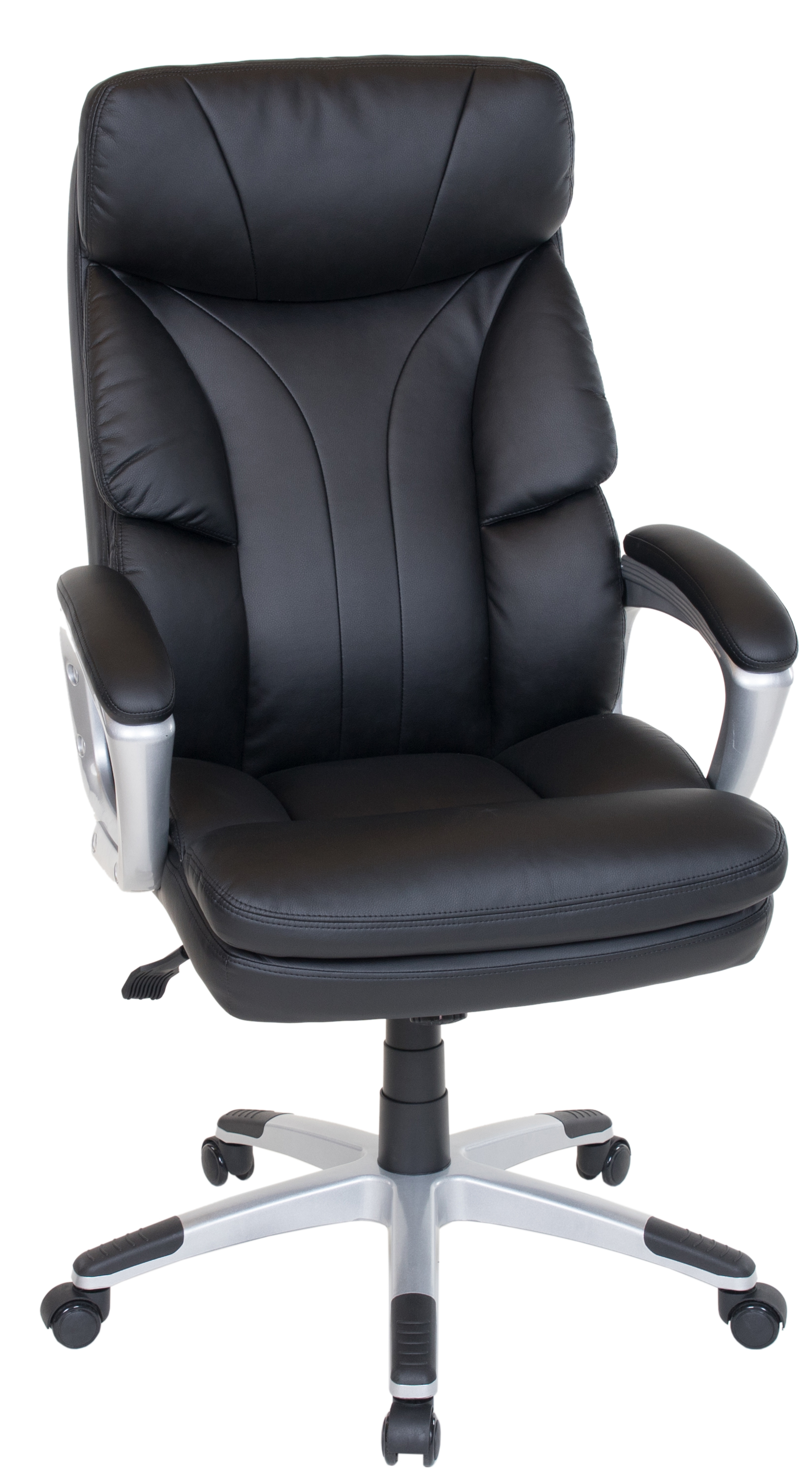 Duo Collection Chefsessel in Stoff Lederoptik schwarz, Gestell silber