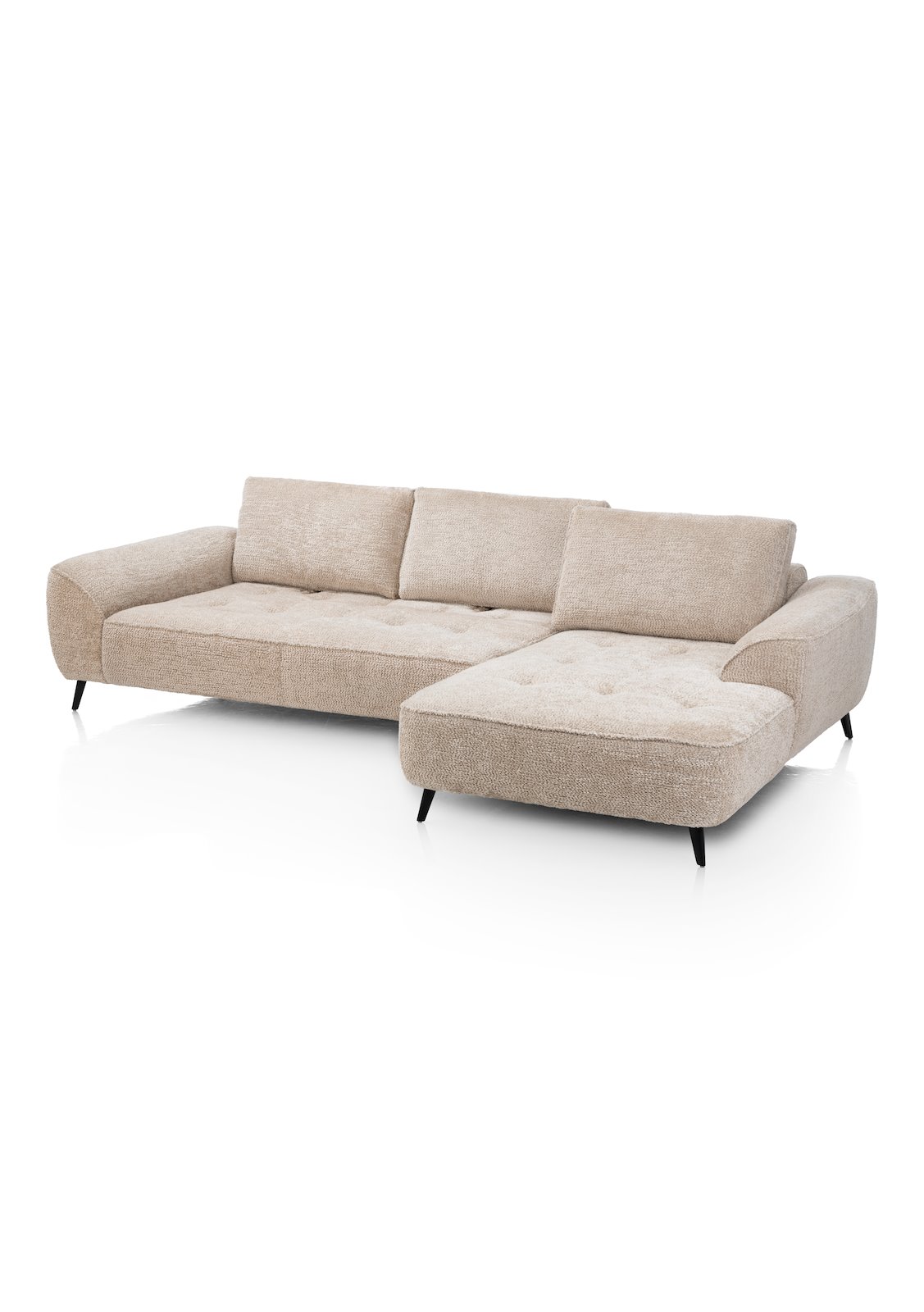 Henders & Hazel Polstergruppe BELLUNO in Derby beige, Ecksofa, Sofa, Beige, Webstoff, Schlaffunktion