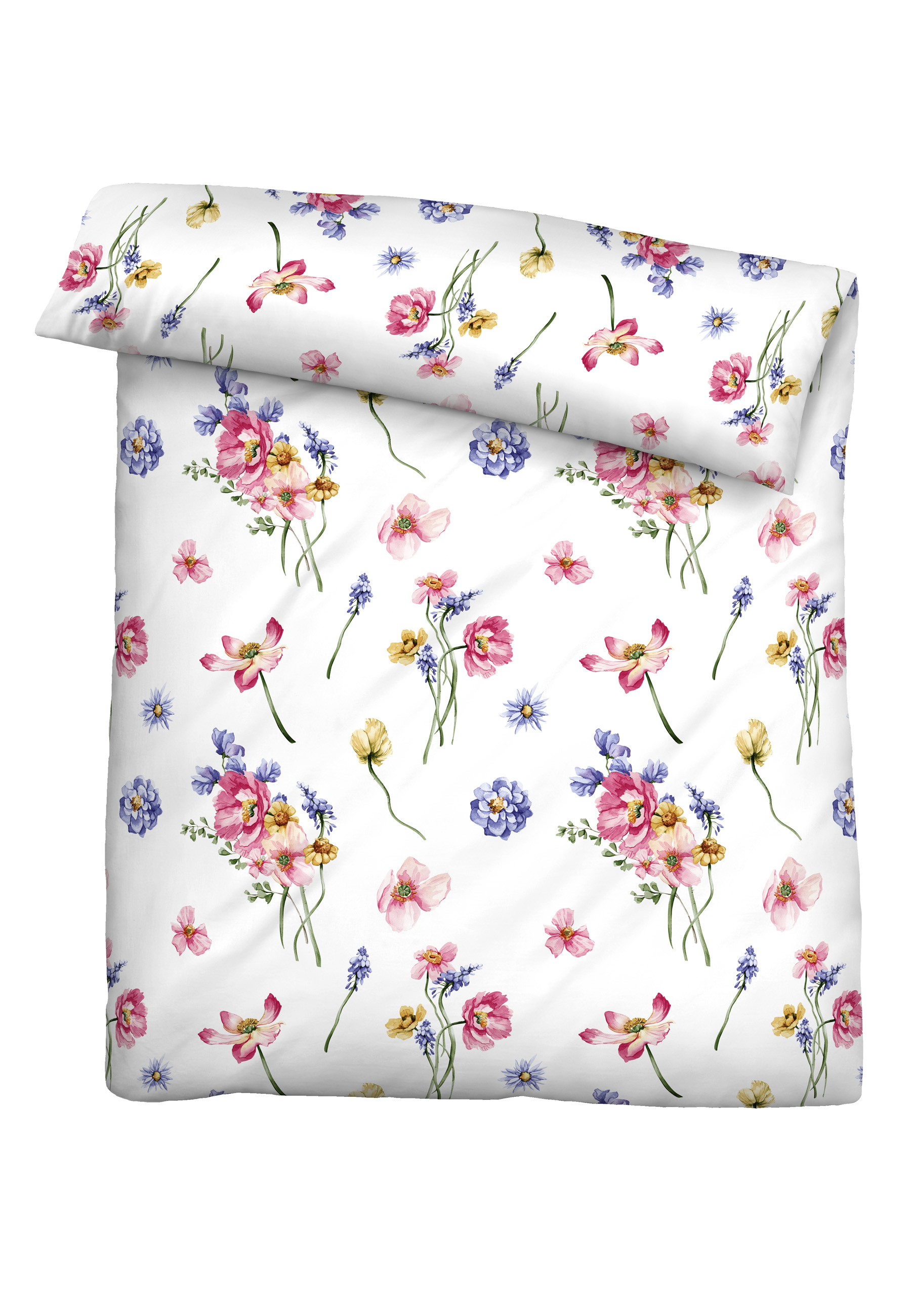 biberna SEERSUCKER-Bettwäsche ca. 155x220cm in Farbe Pink, Bettwäsche, Blumenmuster, Stoffbezug, Florales Design, Bettlaken?