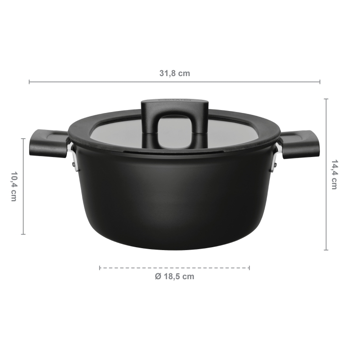Fiskars Kasserolle mit Deckel HARD FACE 3,5Ltr./22cm in Farbe Black