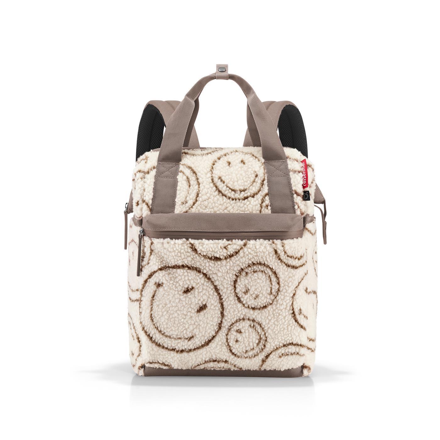 Reisenthel ALLROUNDER R in Farbe smiley® teddy chocolate Reisenthel ALLROUNDER R in Farbe smiley® teddy chocolate, Rucksack, Fleece, Muster, Smiley, Beige