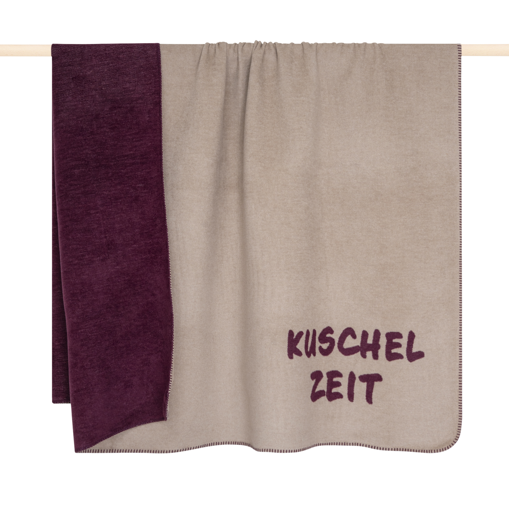 Pad Decke COZY UP ca. 200x150cm in Farbe taupe-burgundy zeit, Decke, Wolltuch, Kuscheldecke, Beige, Versand/Textil-Accessoire