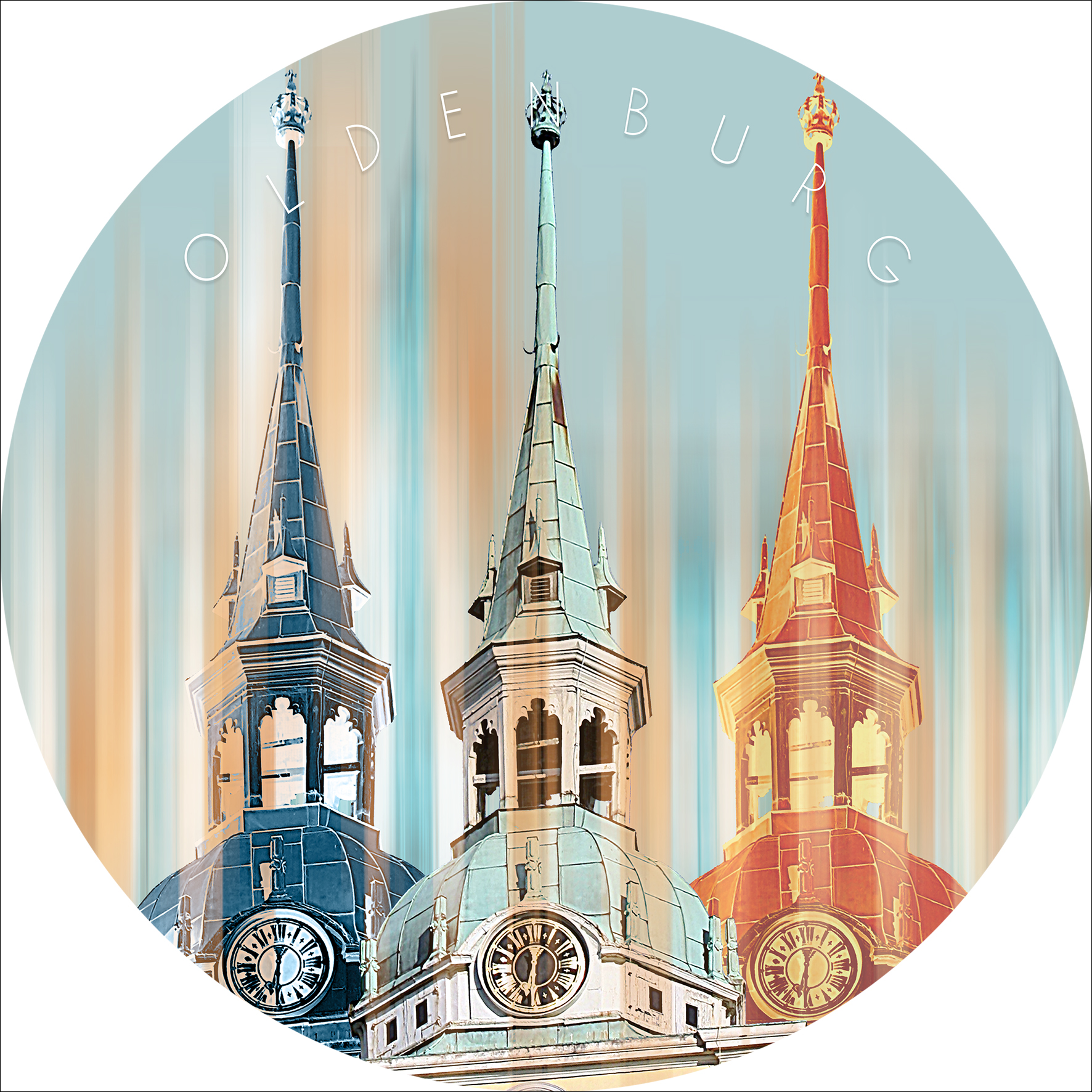 ProArt Glas-Art Ø 50cm OLDENBURG, Architektur, Gebäude, Glockenturm, Turm