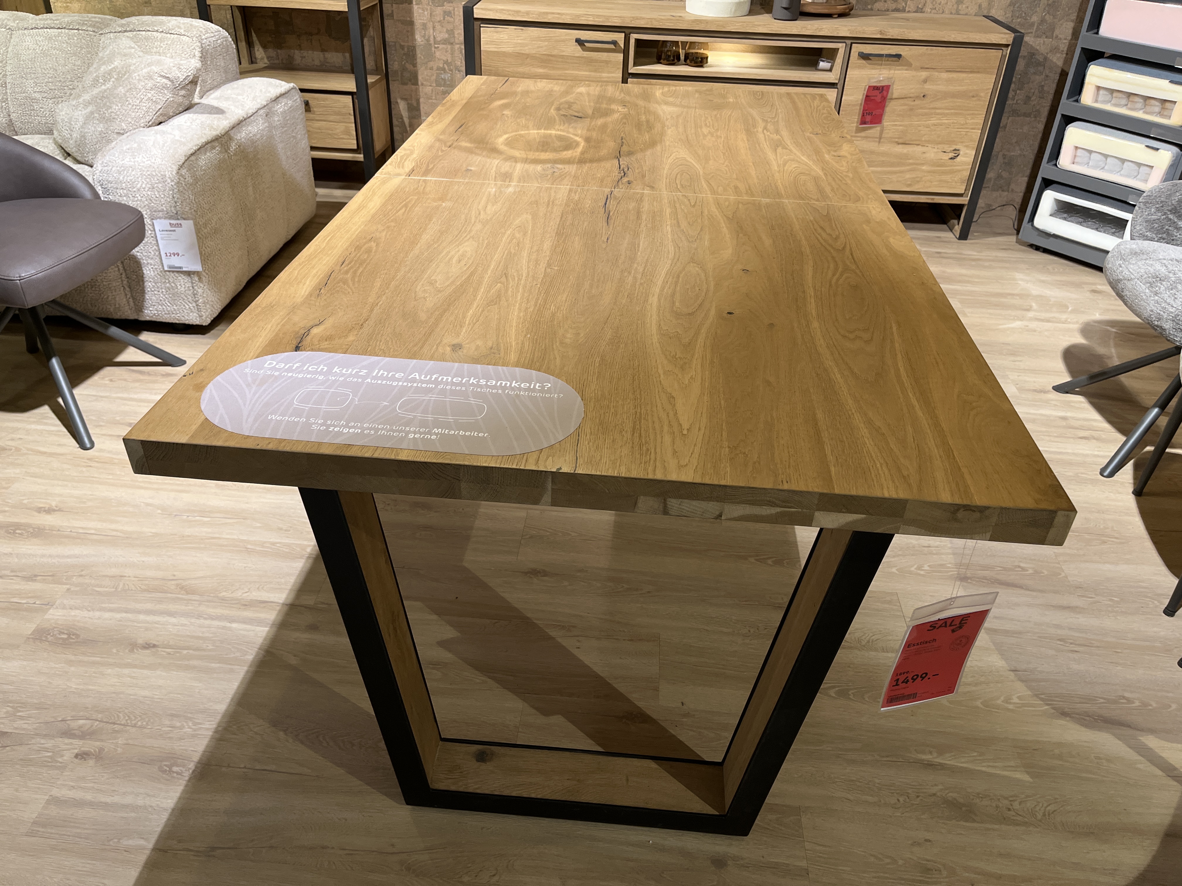 Henders & Hazel Tisch METALOX 54651-RWB, Esstisch, Eiche, Holzoptik, Schwarzes Metallgestell, Rechteckige Tischplatte