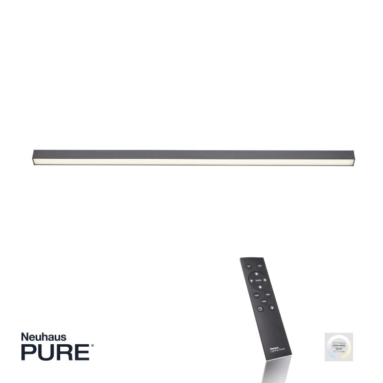 Paul Neuhaus LED-Deckenleuchte PURE LINES STRAIGHT 1-flammig in Farbe anthrazit, Elektronik, Fernsteuerung