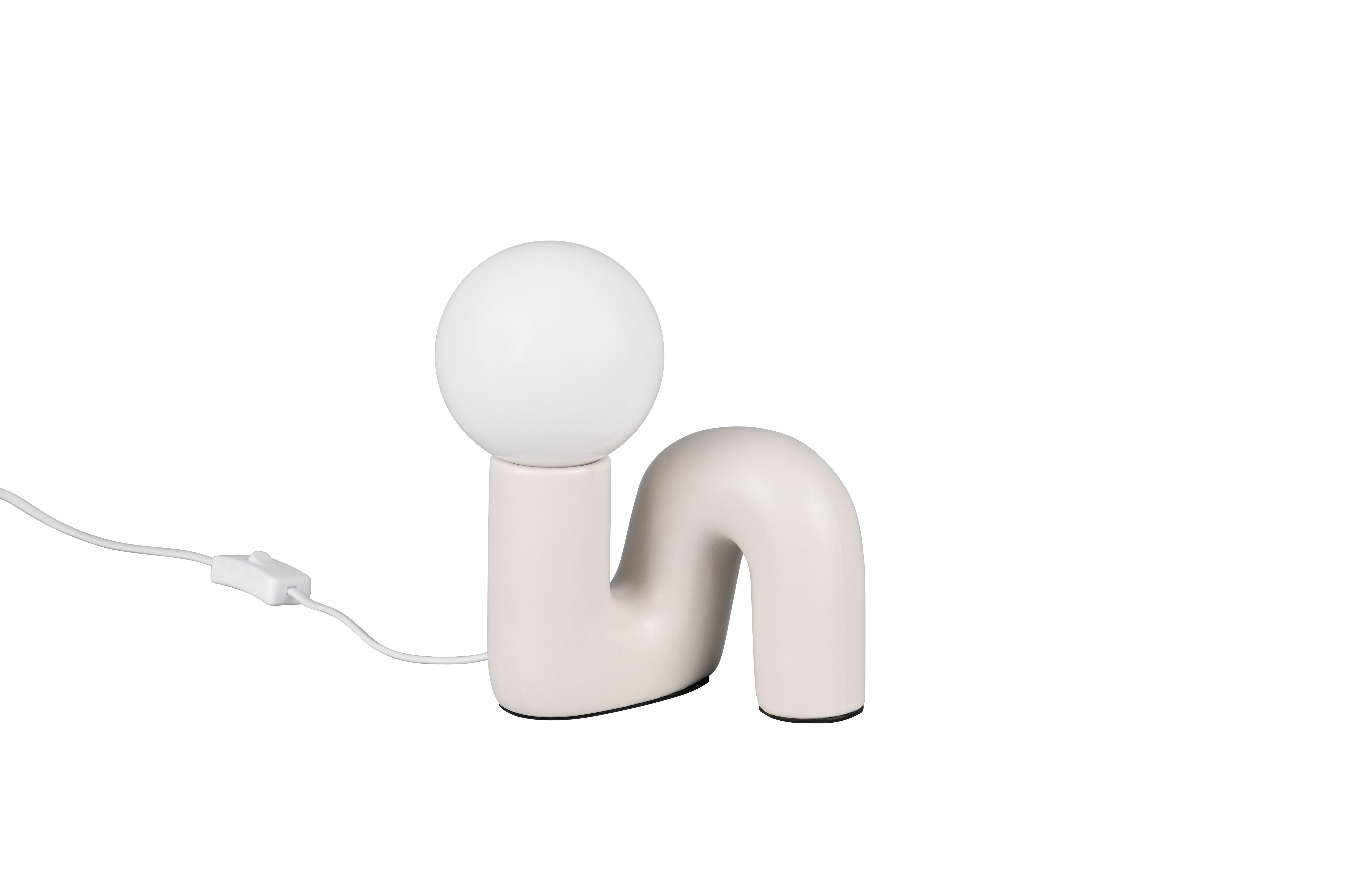 Reality Leuchten Tischleuchte QUINN in warm grey, Glas weiß, Rauchrohr, Elektronik