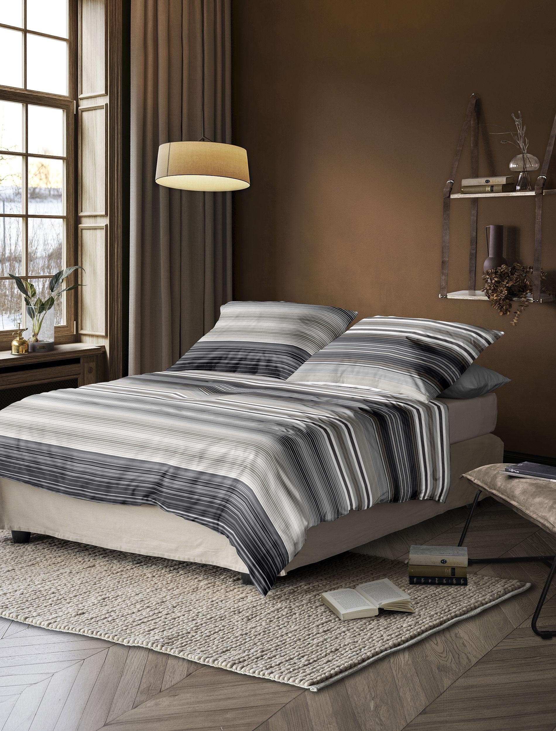 Irisette Mako-Satin Bettwäsche WAVE-J ca. 135x200cm in Farbe grau
