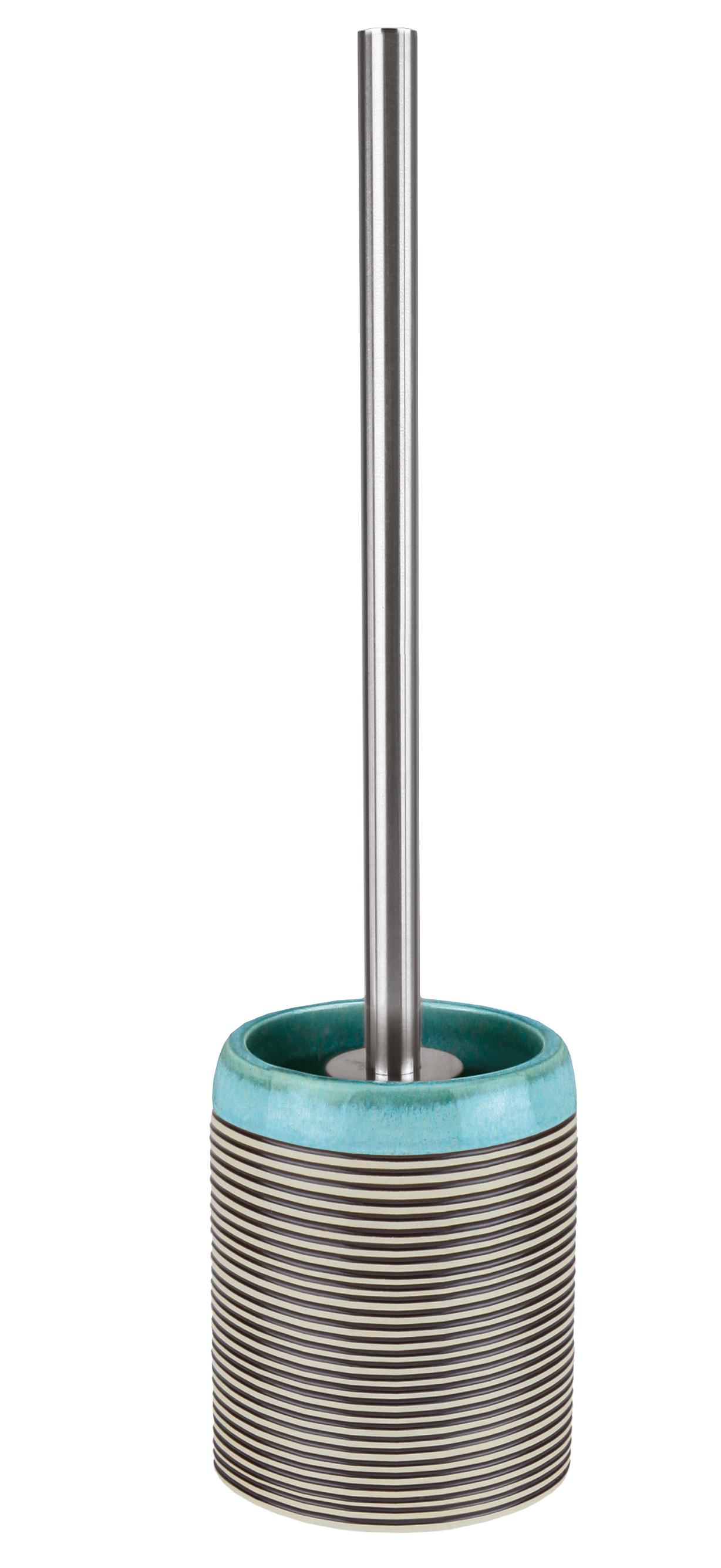 Kleine Wolke WC-Bürsten-Halter OKAPI ca. 11x11cm in Farbe Mauritius, Toiletbrush, Metallstange, Keramikhalter, Türkismturquoise Rand, Aufgerollter Halter