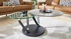 Interliving Couchtisch IL-6218 in Silber / Metall Interliving Couchtisch IL-6218 in Silber / Metall, Couchtisch, Glasplatte, Metallbasis, runder Tisch, Wohnzimmer