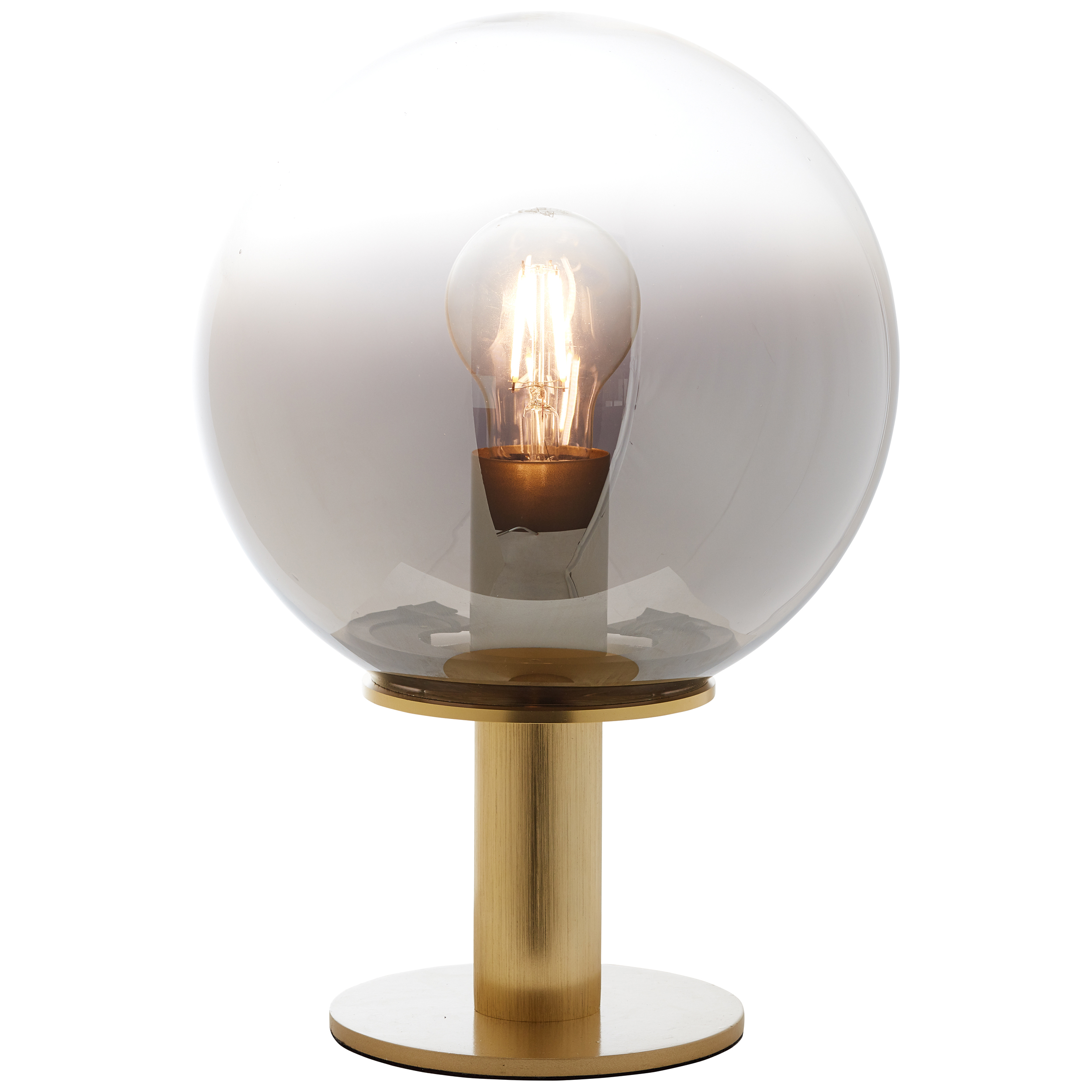 Brilliant Tischleuchte GOULD 1-flammig in Metall gold/Glas grau getönt