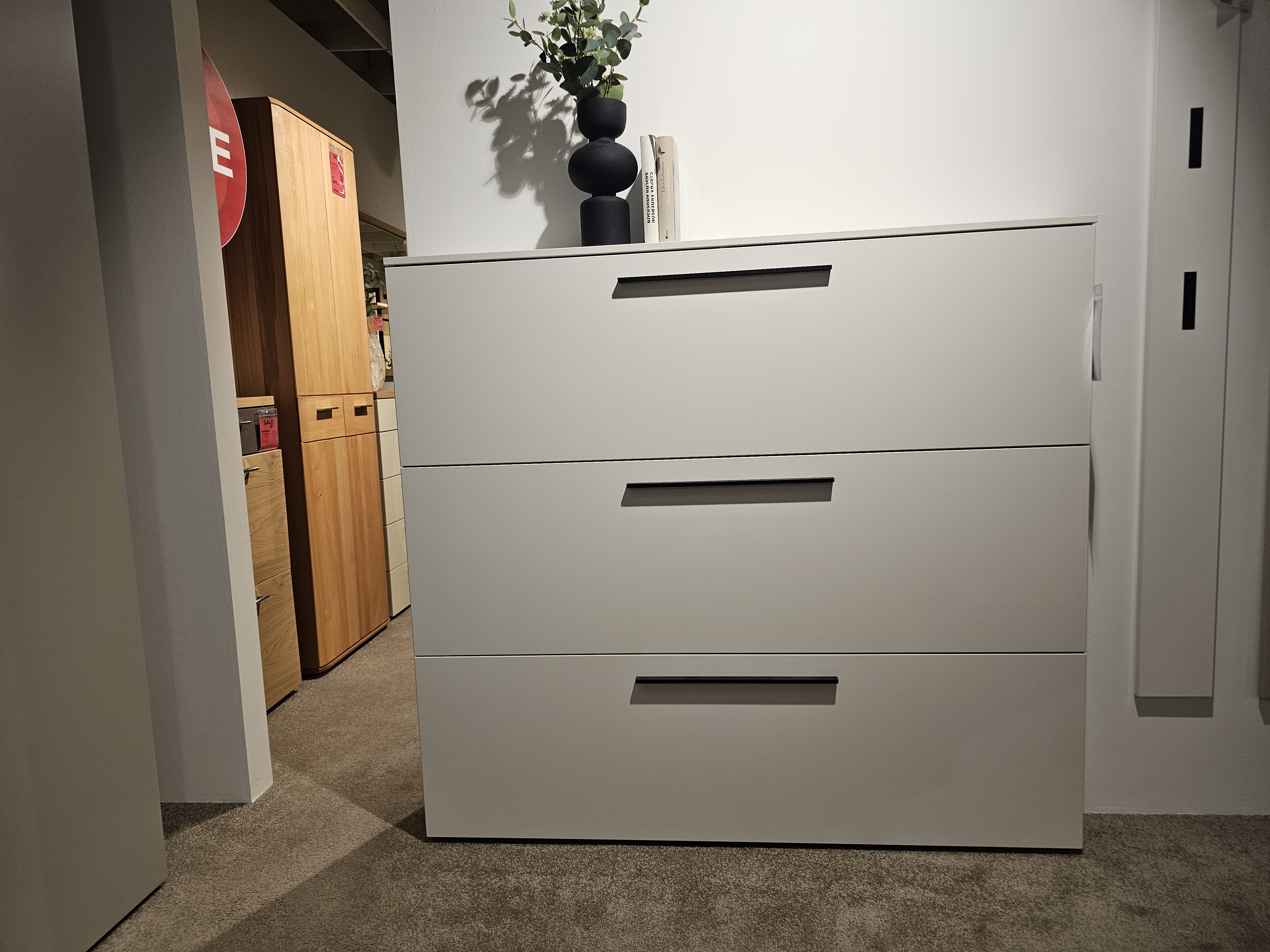 Germania Schuhschrank GW-UTAH Holzwerkstoff Weiß, Kommode, weiße Schubladen, 3 Schubladen, mattes Finish, Küchenschrank-Stil