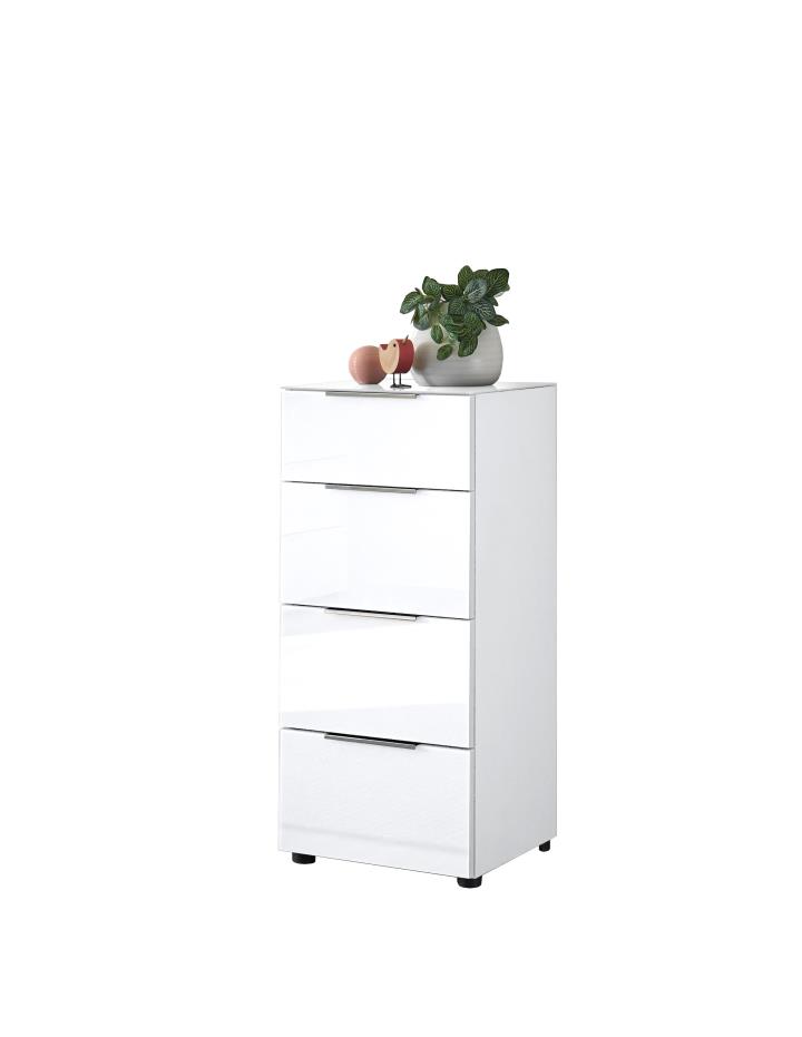 Kommode SANTORIN in 17 weiß, Abs. weiß Glas