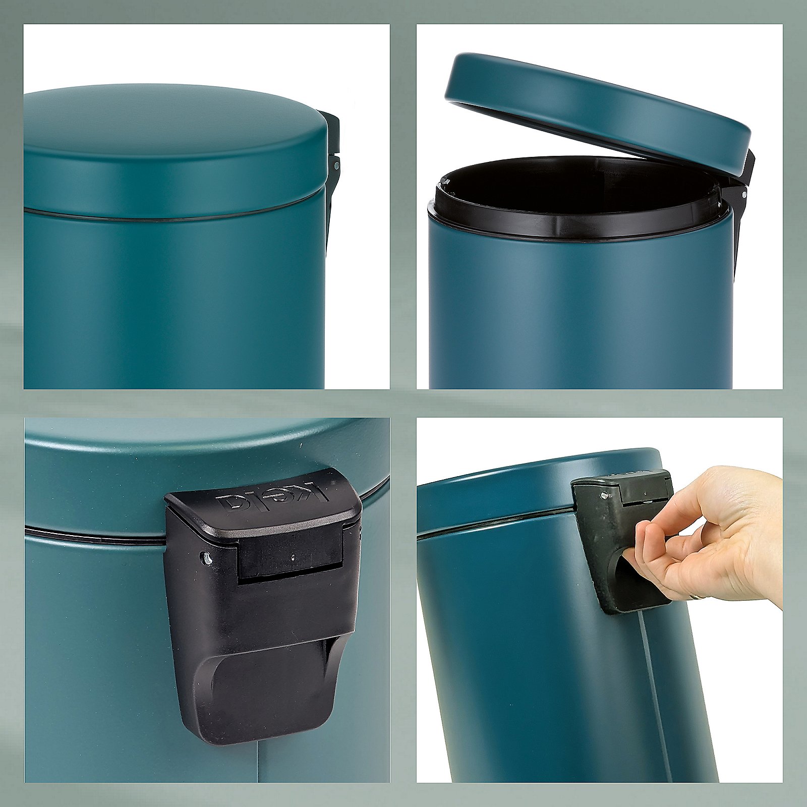 Kela Kosmetikeimer Monaco MONACO in Metall petrol, Zinn, Kann, Mülleimer