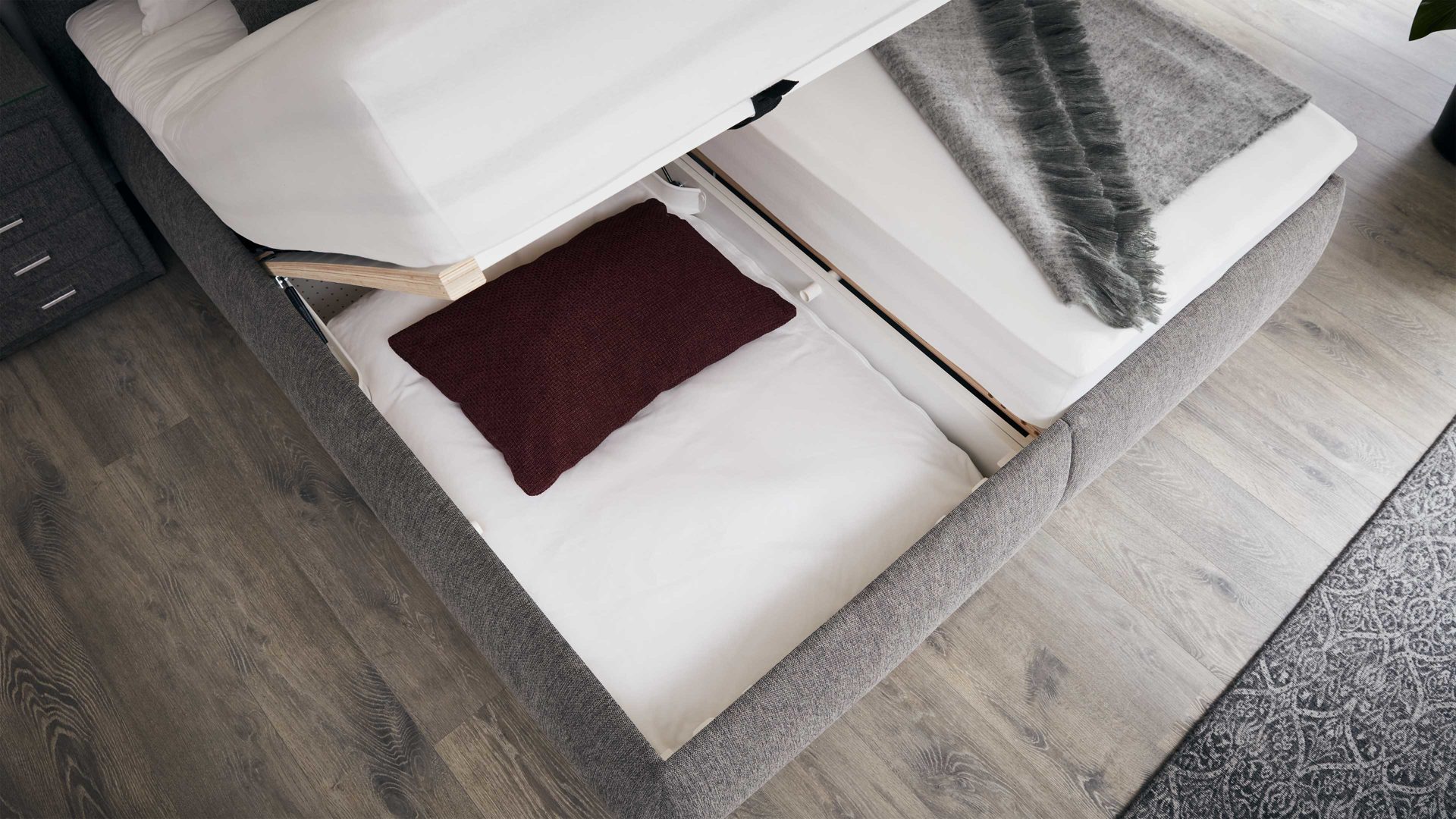 Oschmann Comfortbetten Polsterbett OC-PB20004 ca. 180x200cm in Stoff Brego grau