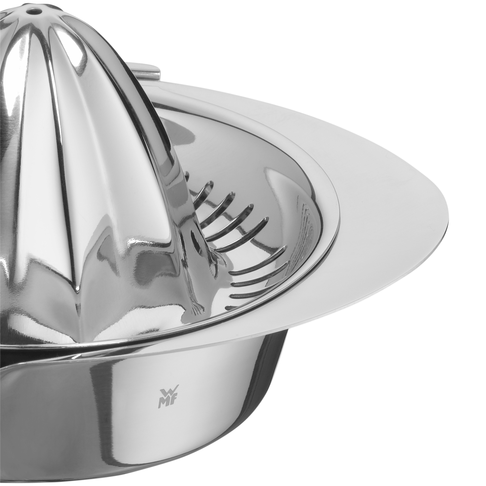 WMF Gourmet Zitronenpresse, 9 cm in poliertem Edelstahl WMF Gourmet Zitronenpresse, 9 cm in poliertem Edelstahl, Spare Raspel, Zitruspresse, Manuelle Zitronenpresse, Edelstahl, Kachel/Deckel-Design