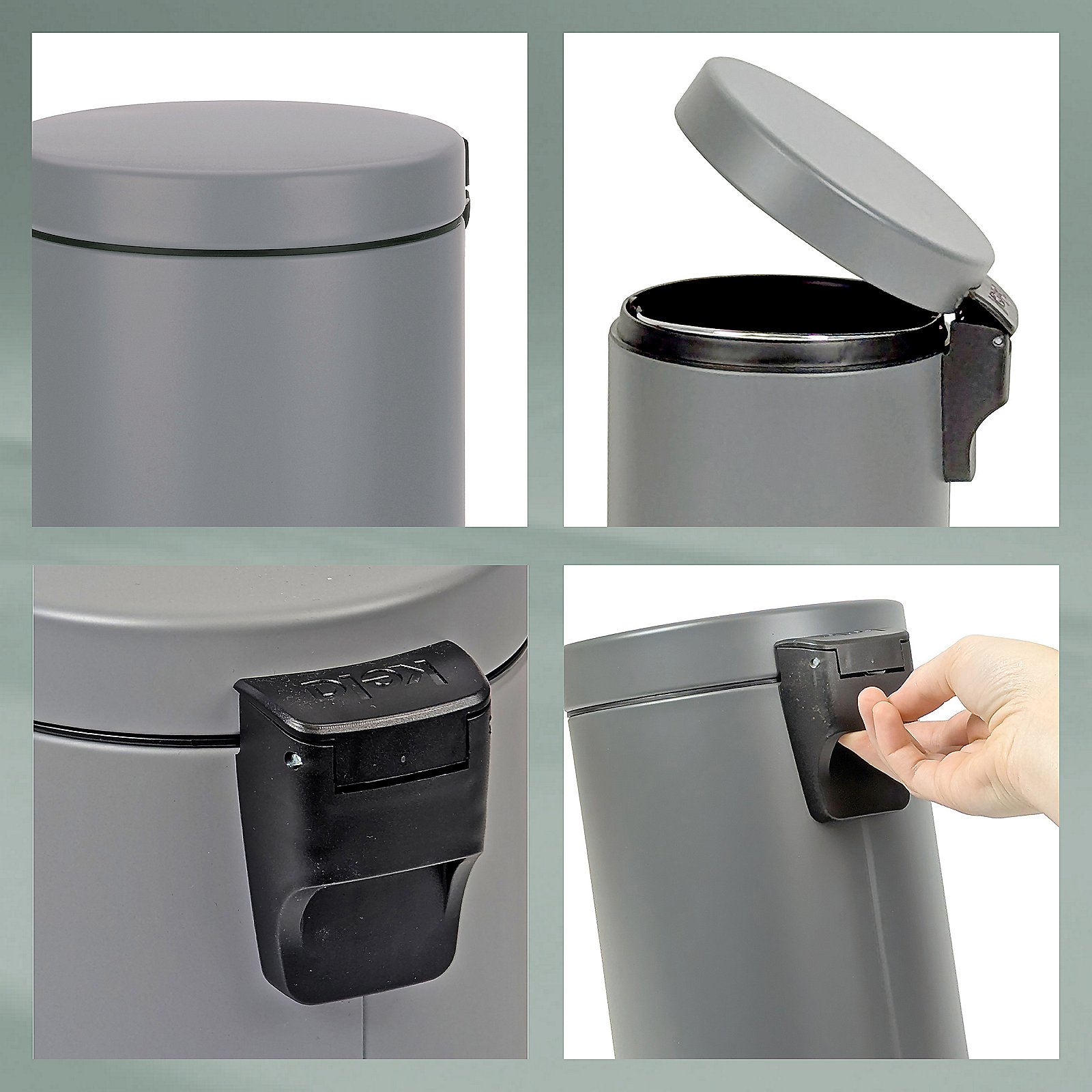 Kela Kosmetikeimer Monaco ROSE in Metall hellgrau, Zinn, Kann, Mülleimer