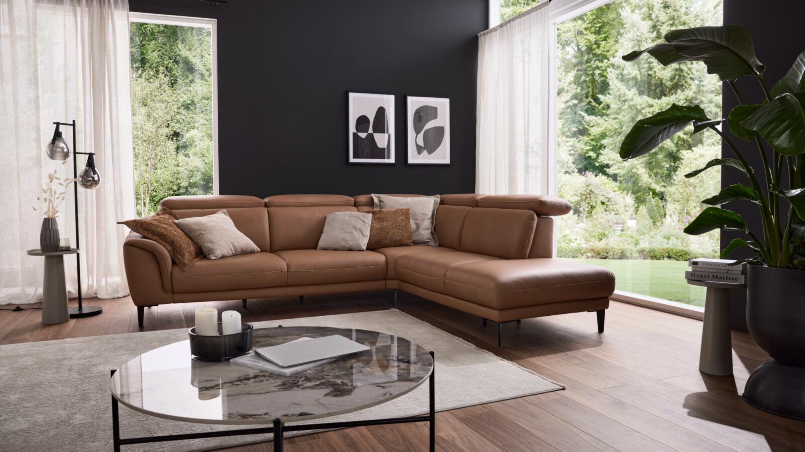 Interliving Polstergranitur IL 4461 ca. 292x244cm in Leder Evita hazel, Tabelle, Wohnzimmer, Dekoration Ihres Zuhauses, Couch, Innenarchitektur