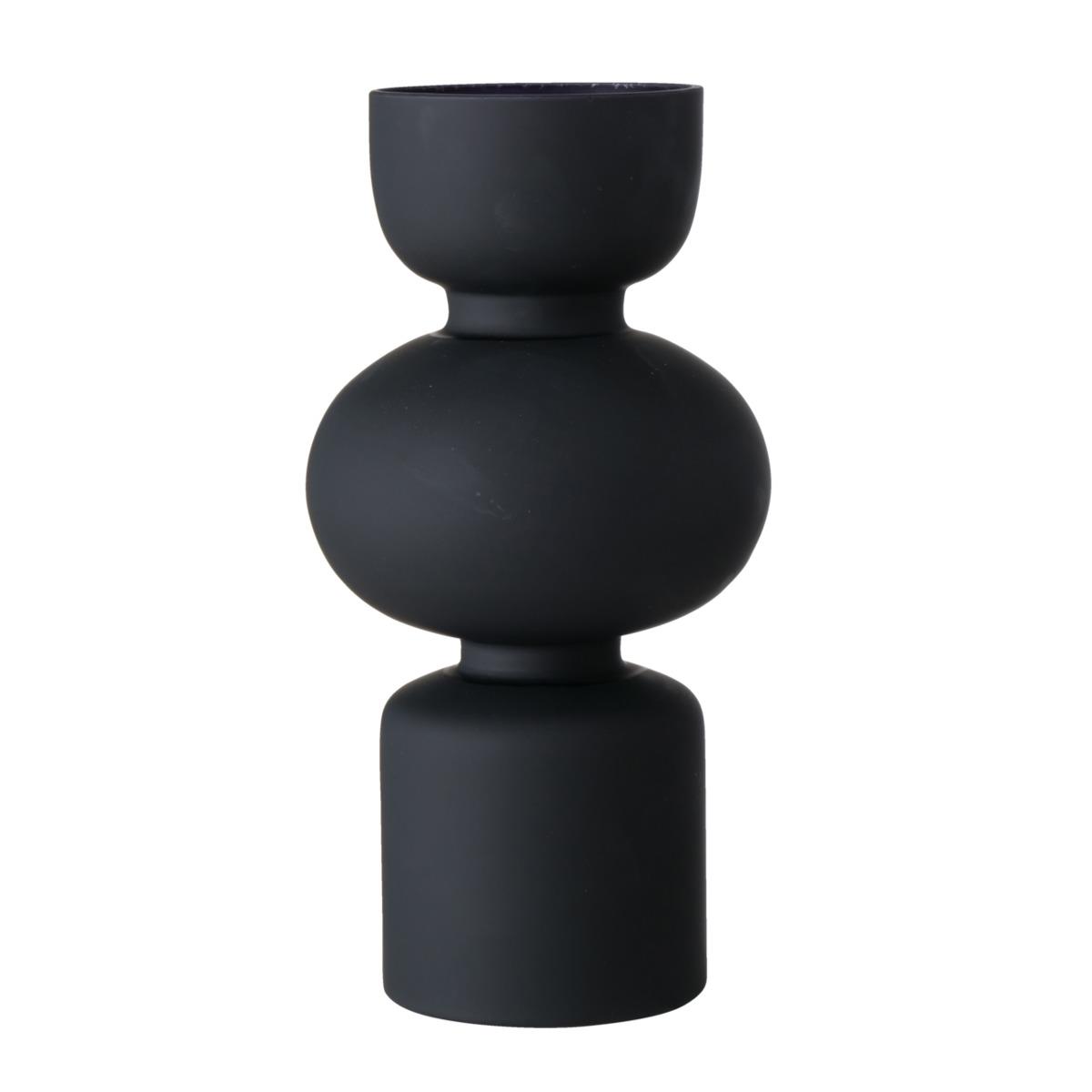 Boltze Vase Nelika 2005925 Glas Schwarz, Kerzenhalter, Schwarze Keramik, Mattes Finish, Skulpturale Form
