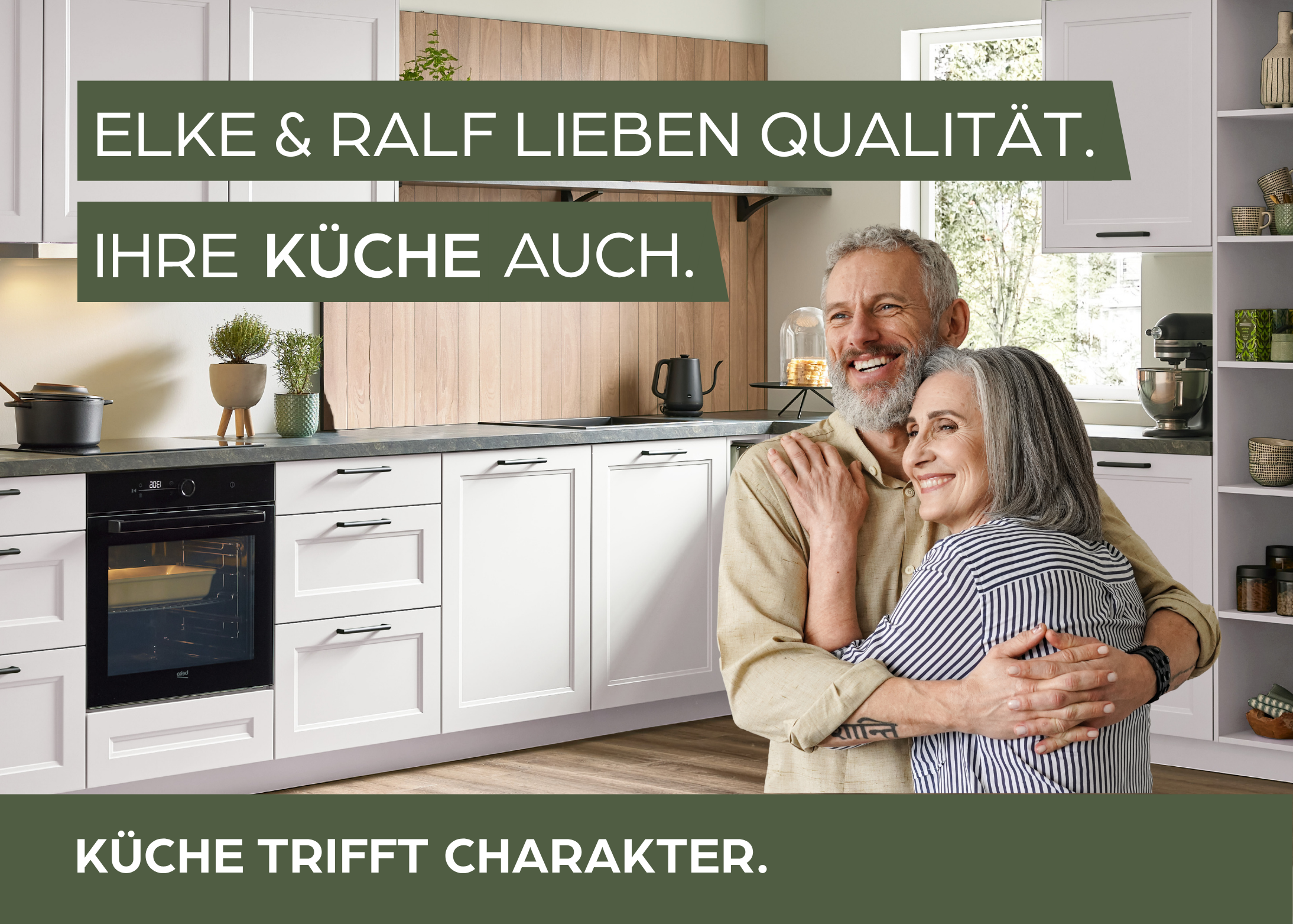 Küche, Küchenschränke, Eichenholz, weiße Schränke, Backofen