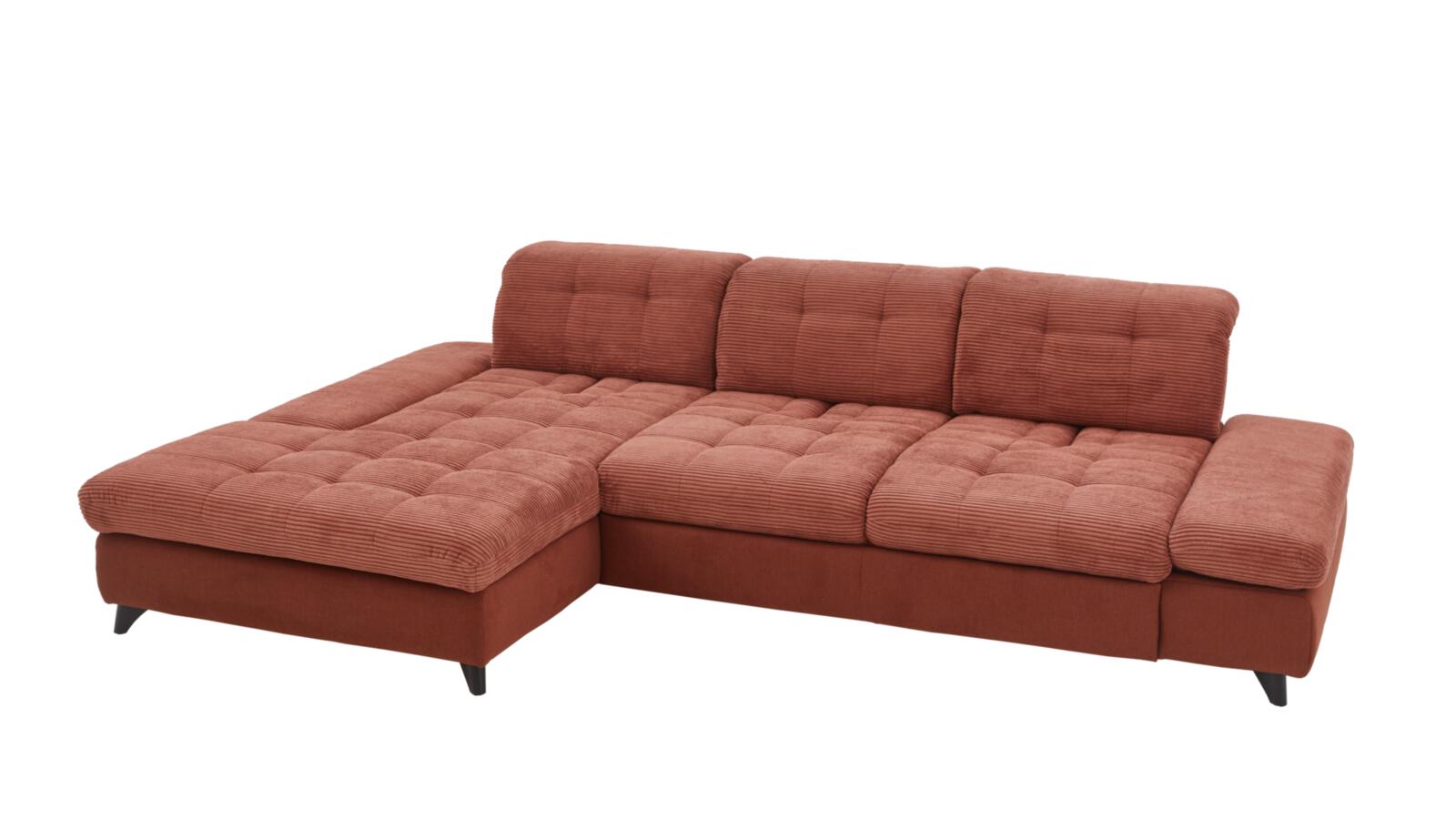 Polstergruppe Santa Rosa Rot Polstergruppe SANTA ROSA ca. B307 H82 T199 cm in Stoff1: Cord Lincoln kupfer, Couch, Mobiliar