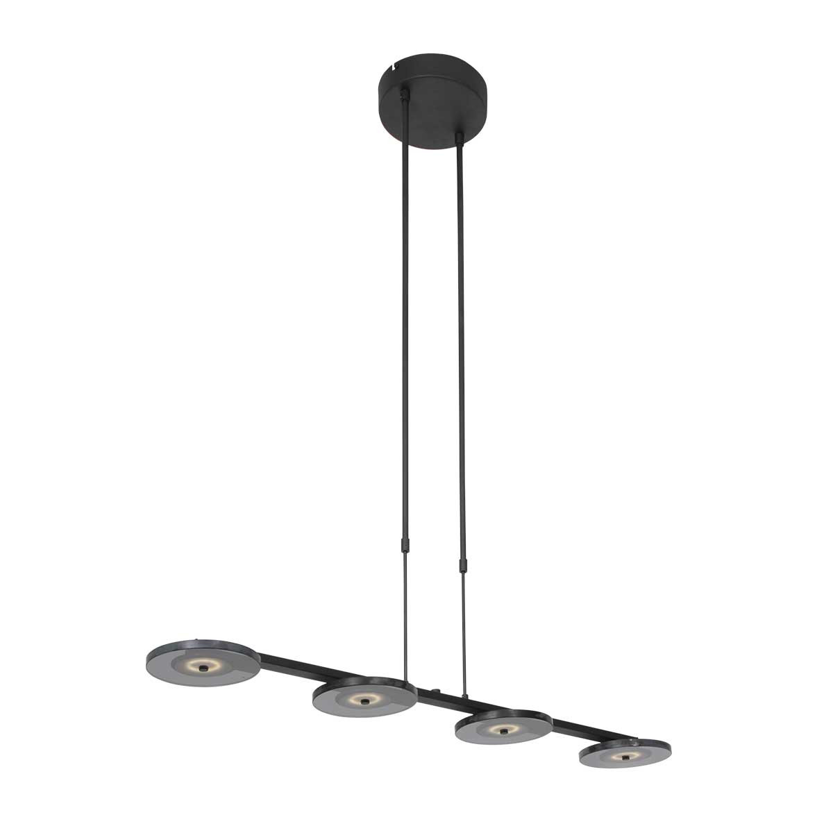 Steinhauer LED-Pendelleuchte TUROUND 4-flammig in Farbe Schwarz/Rauchglas