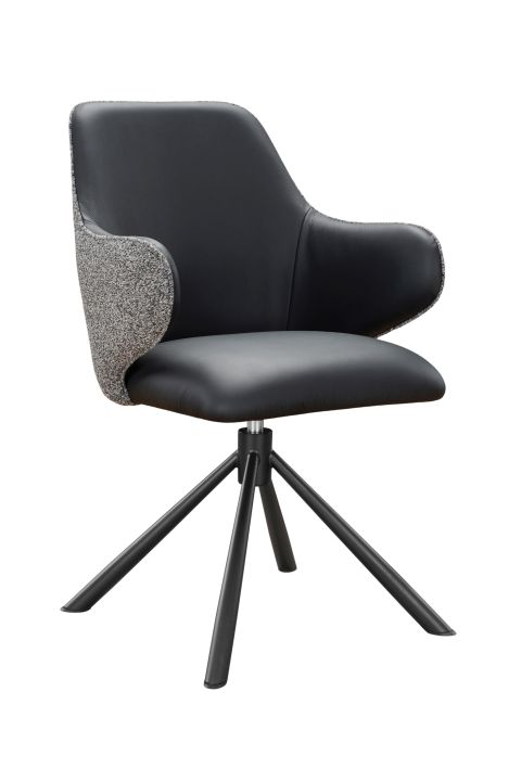 Hela Armlehnstuhl BORBA S ca. B58 H89 T63 cm in Innen:Leder schwarz 03, Stuhl, Schreibtischstuhl, Schwarz, Polster, Beinfußkreuz