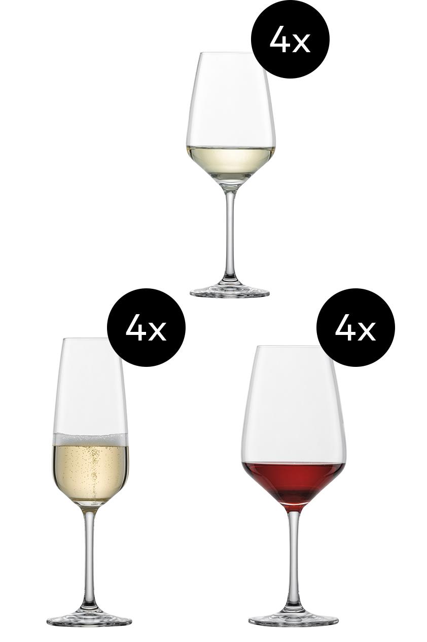 Zwiesel 12-tlg. Gläserset_klar/transparent, Weinglas, Weißweinglas, Rotweinglas, Sektglas, Glasset