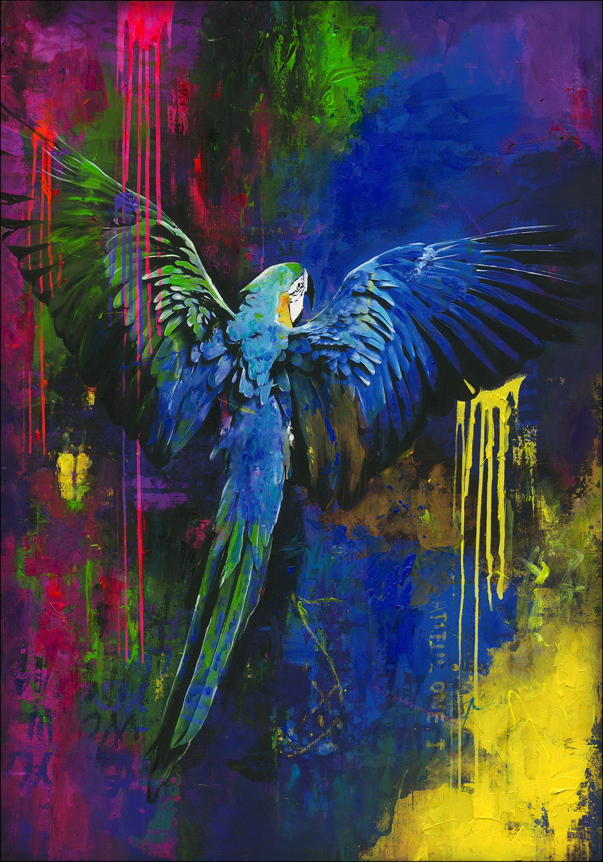 ProArt Handpainting 70x100cm Colourful Parrot