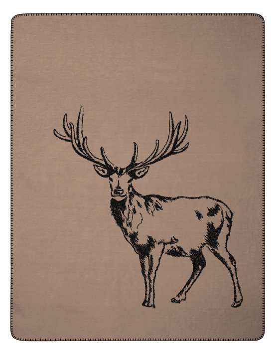 Biederlack Decke ca. 150x200cm in Farbe Deer, Hirsch, Wildtiere, Elch, Antilope, Dekoration für Zuhause