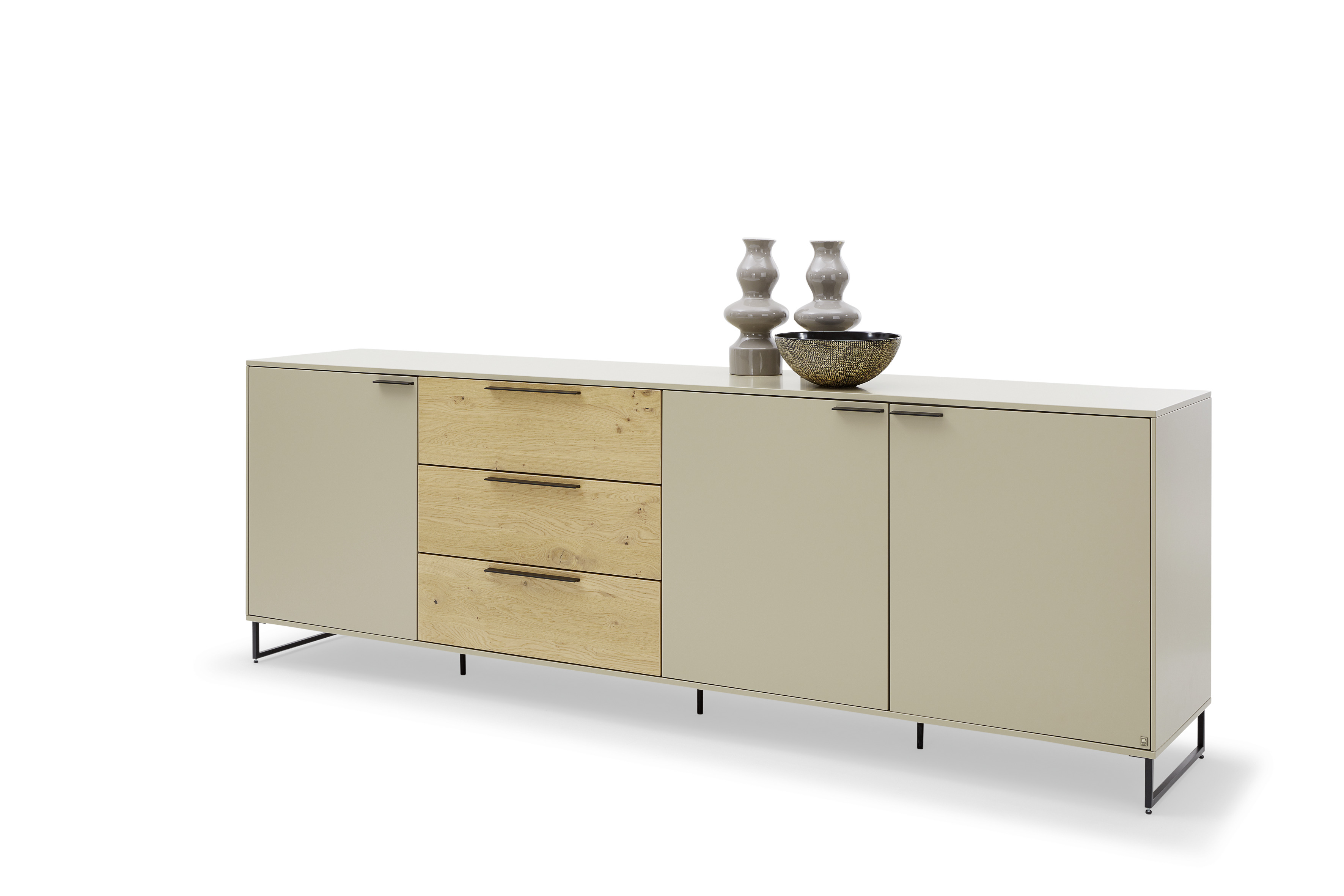 Musterring Sideboard KARA-FRAME ca. 257cm in Asteiche, Lack cashmere