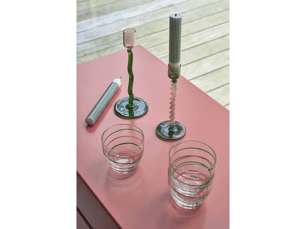Villa Collection Glaskerzenhalter 8,5 cm in Farbe grün/rosa