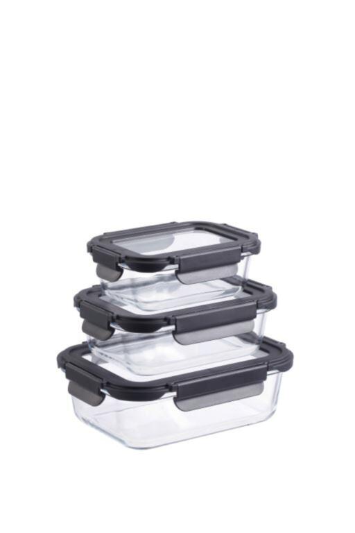 Glasschalen mit Deckel 3er-Set in Farbe Borosilikatglas