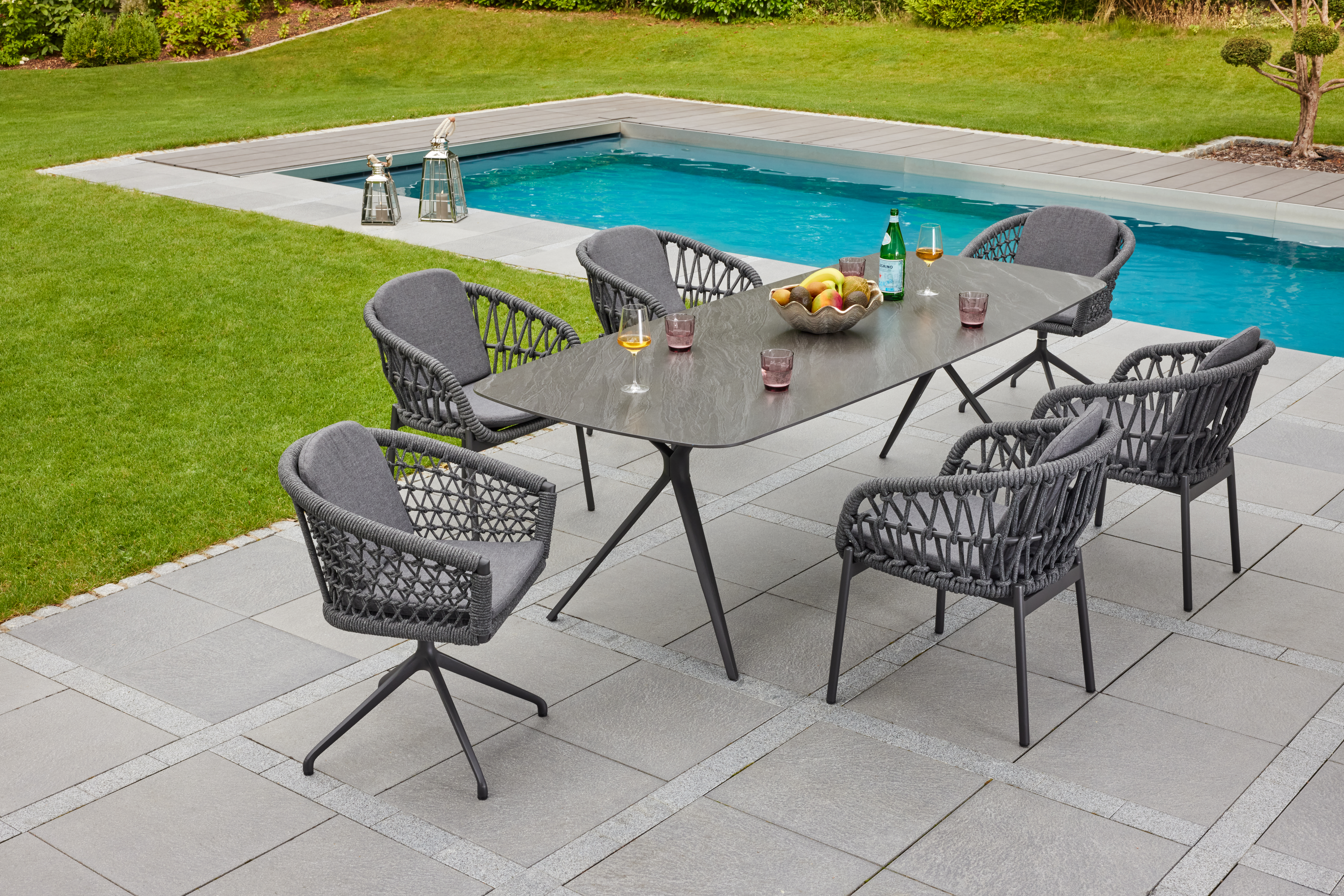 L.C. Wholesaler Tisch BARI ca. 240x100cm mit Platte aus Sintered stone anthrazit