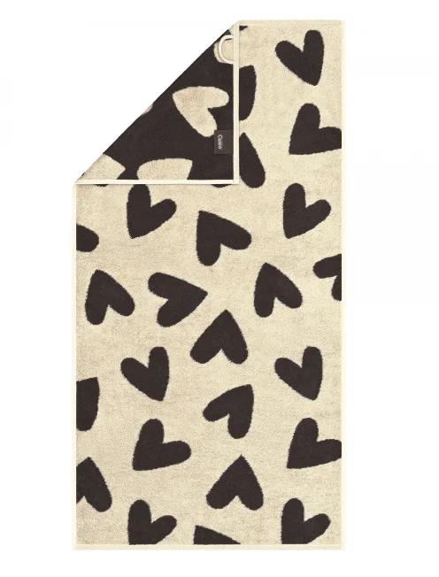 Cawö Handtuch HEART BEATS 50x100cm in Farbe basalt Cawö Handtuch HEART BEATS 50x100cm in Farbe basalt, Tuch, Schal, Herzmotiv, Beige, Print