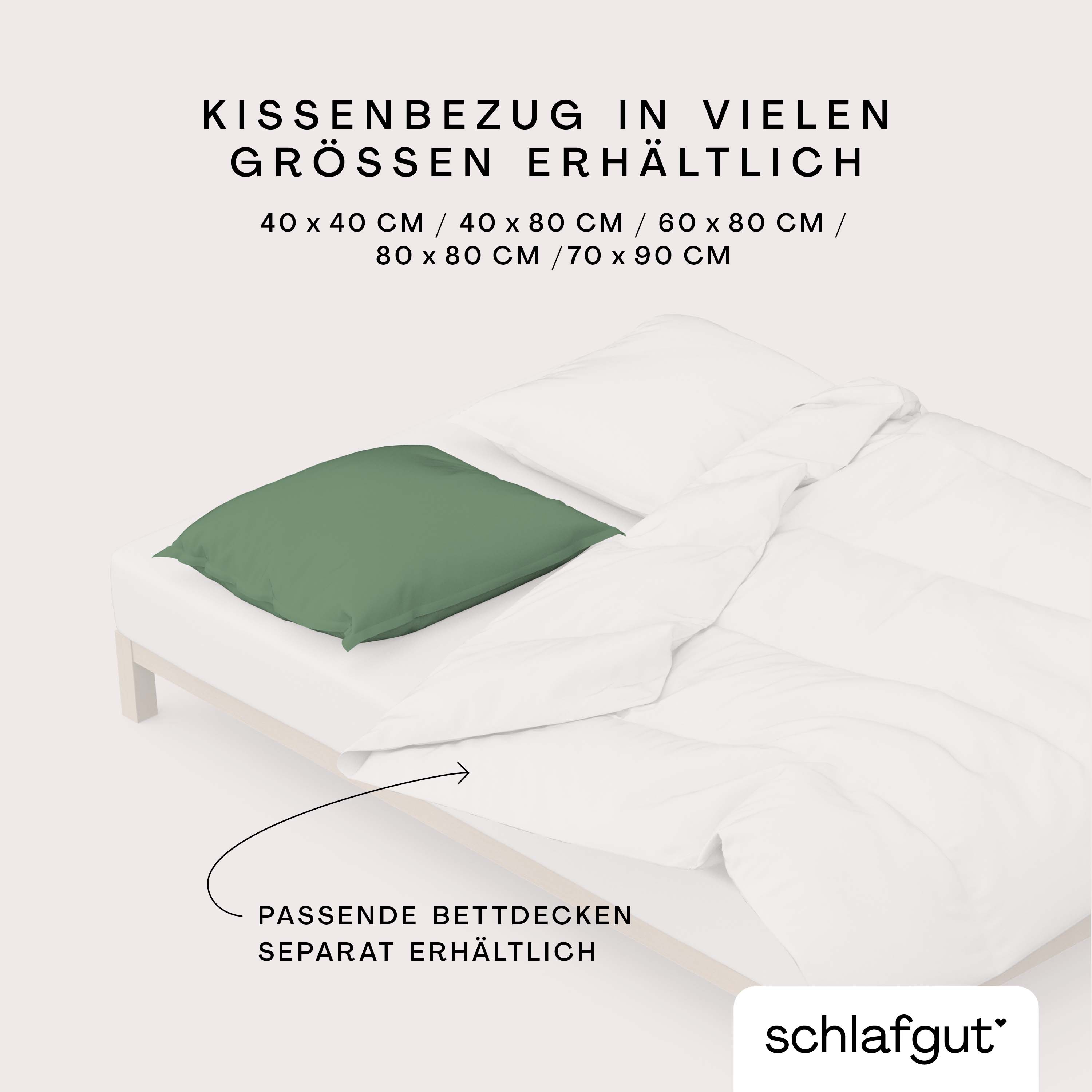 Schlafgut Kissenbezug 40x80 cm KISSENBEZUG in green mid Schlafgut Kissenbezug 40x80 cm KISSENBEZUG in green mid, Kissenbezug, Bettwäsche, Grün, Kissen, Bettdecke