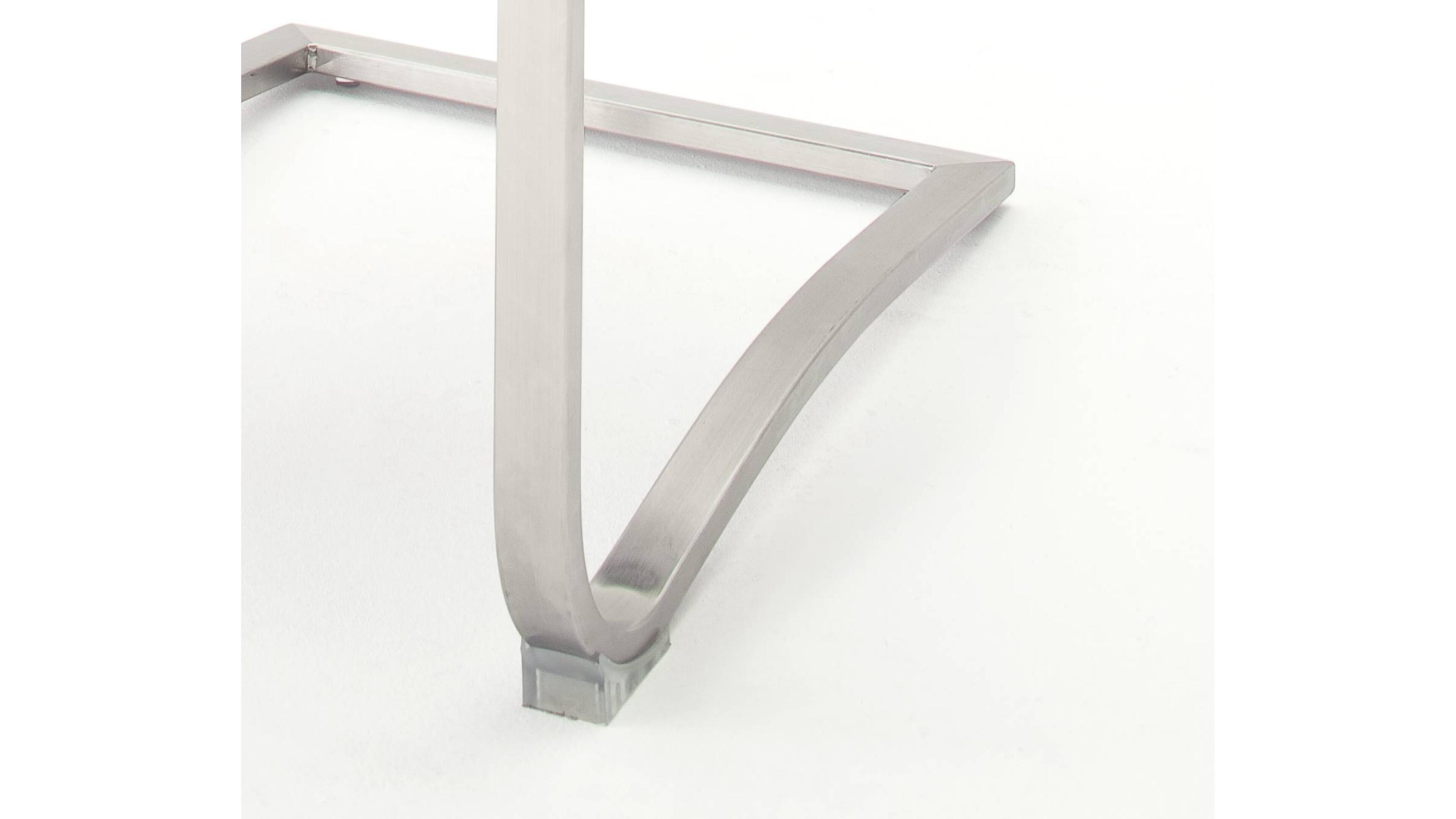 Schwingstuhl ARTOS in Stoff PU Leder schwarz, Edelstahl, gekrümter Bein, Metallmöbel, Beinhalter, modernes Design