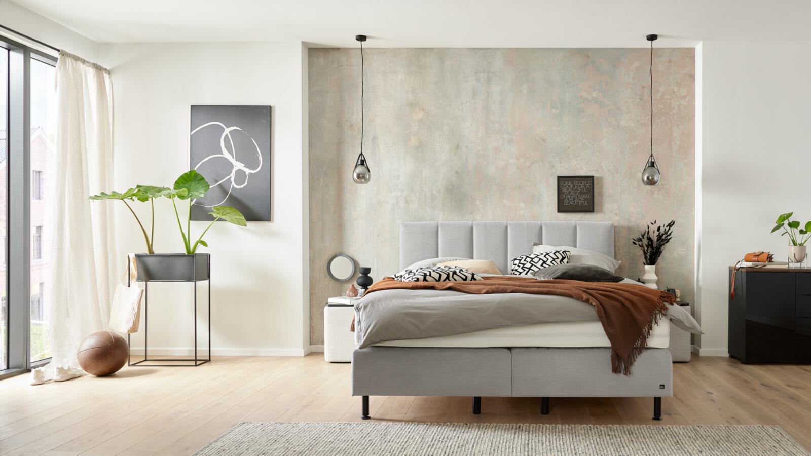 Interliving Boxspringbett IL 1418 ca. 180x200cm in Stoff Feincord silver